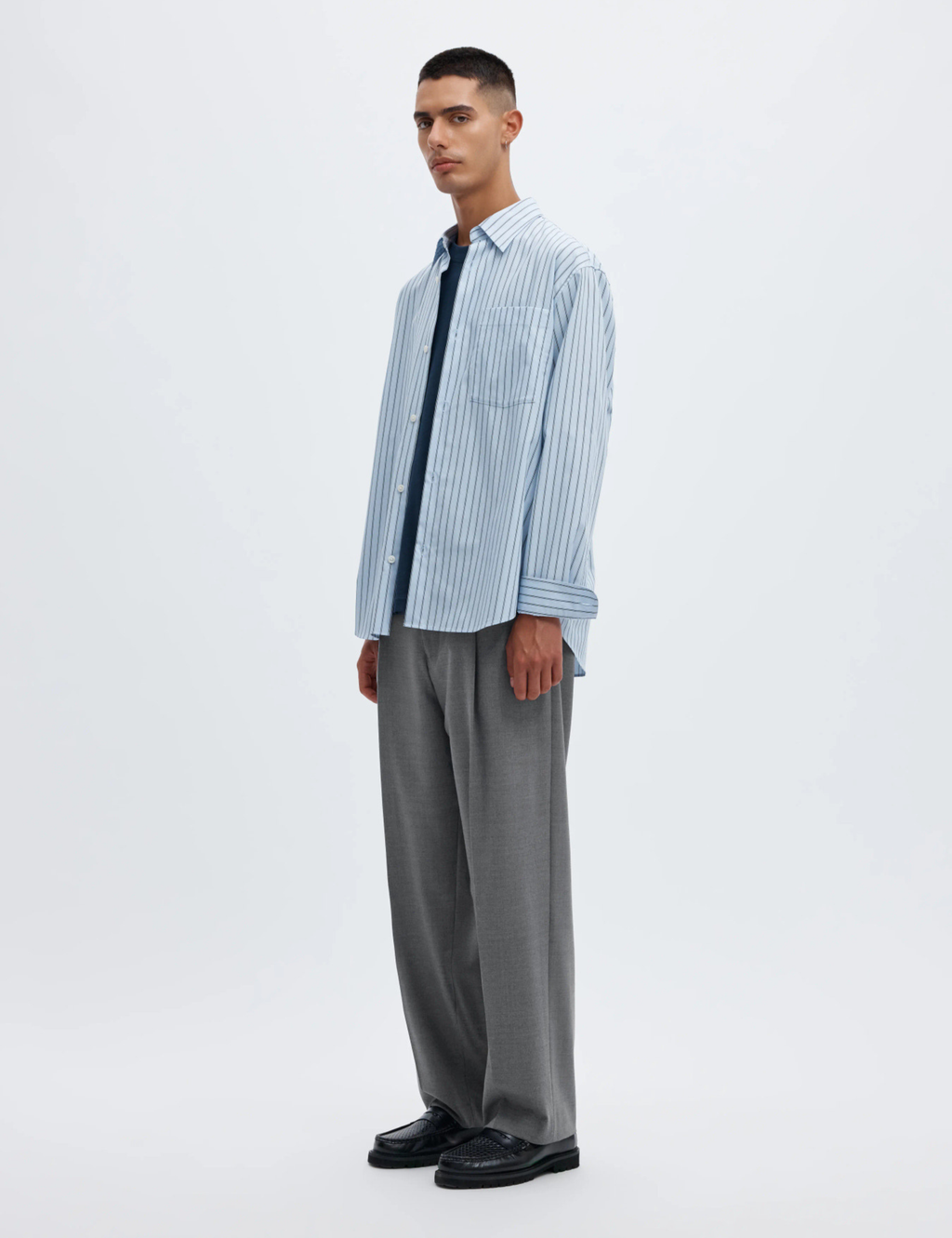 Norr 263 Wool Blend Trousers - Light Grey Melange