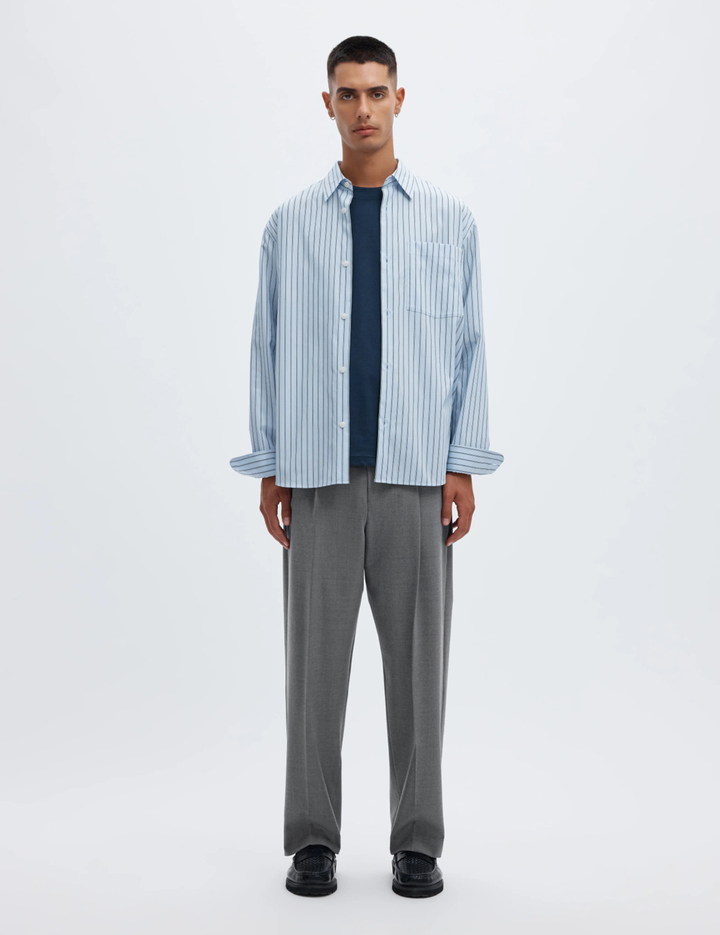 Norr 263 Wool Blend Trousers - Light Grey Melange