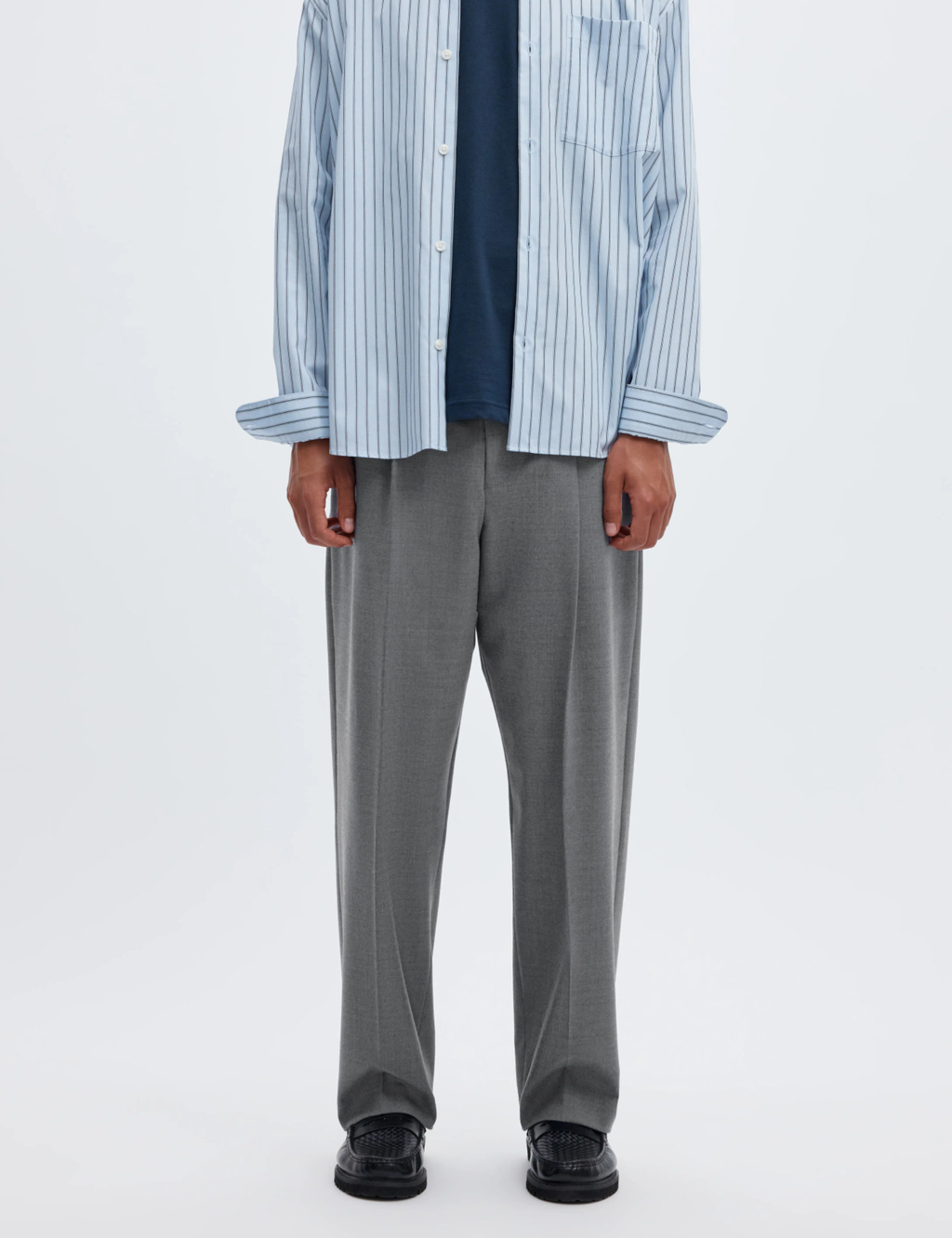 Norr 263 Wool Blend Trousers - Light Grey Melange
