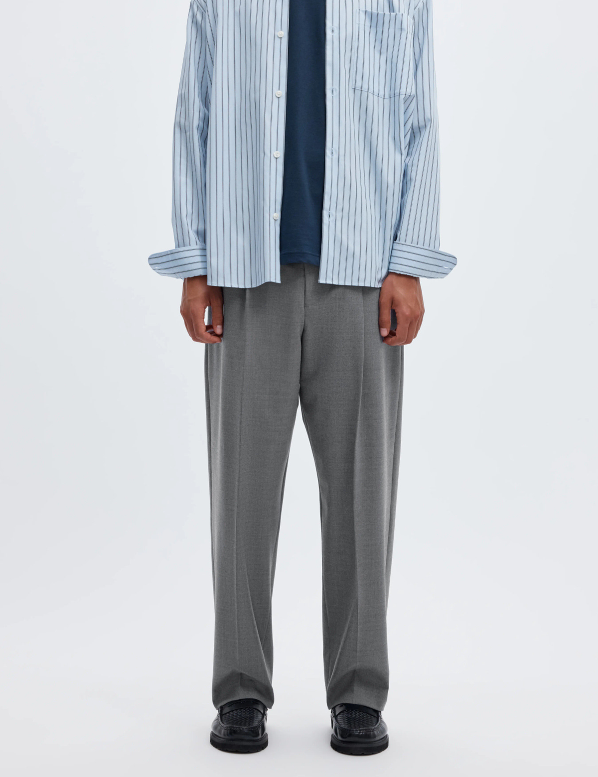 Norr 263 Wool Blend Trousers - Light Grey Melange