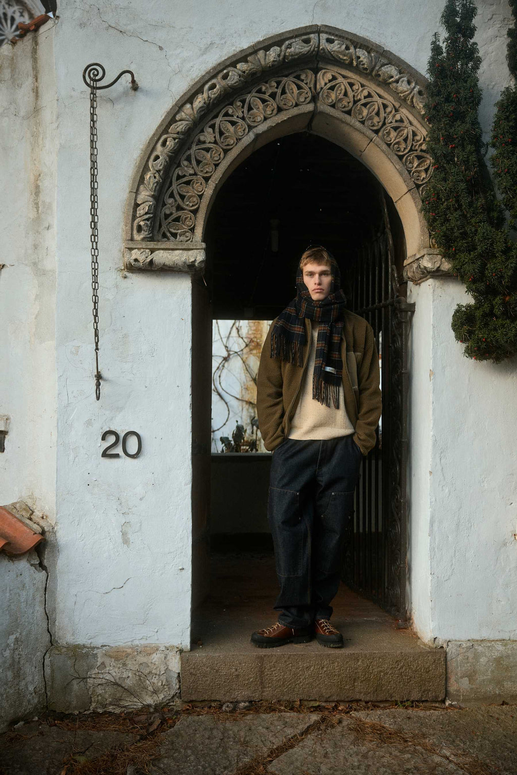 Wool Scarf - Navy Check