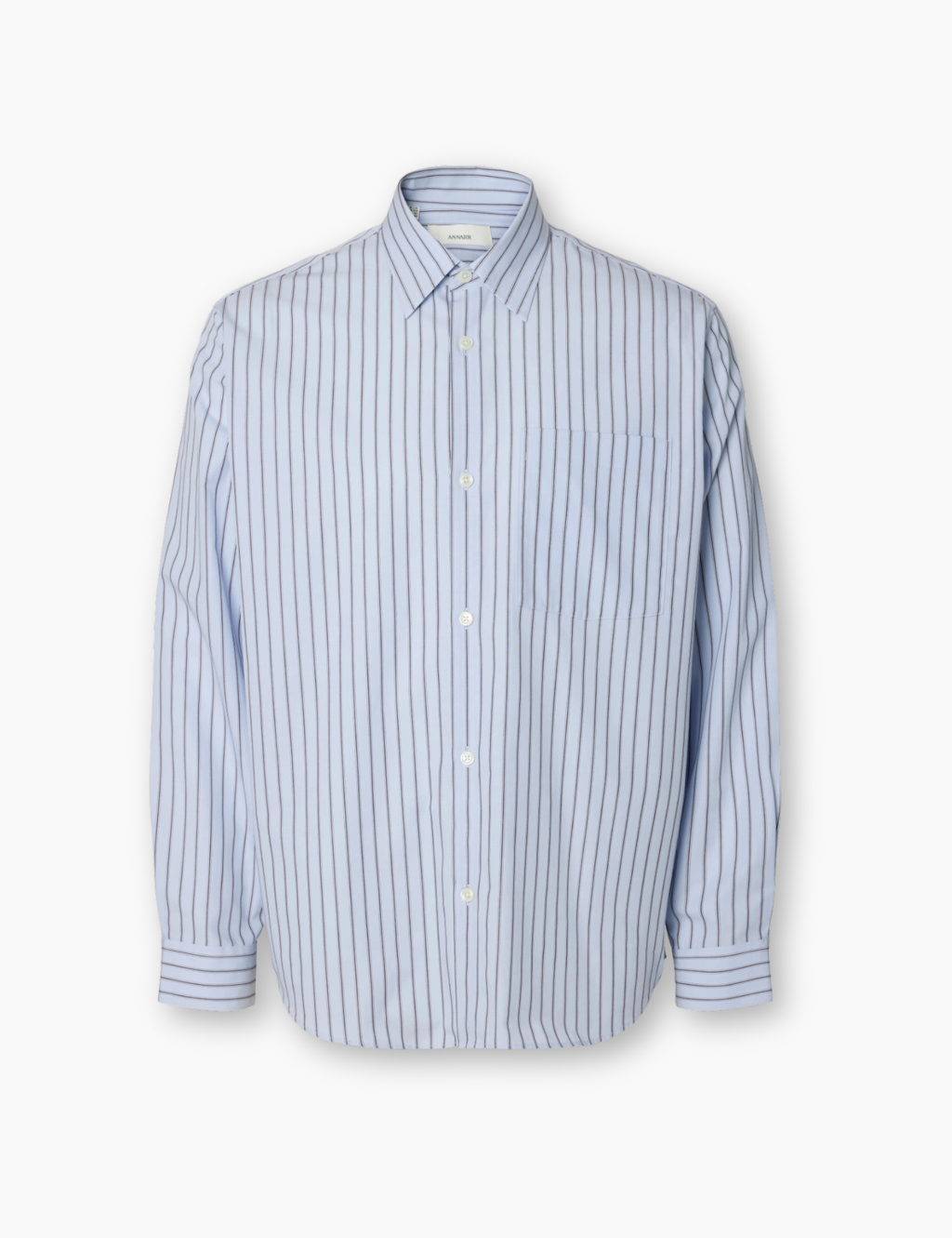 Aslund Striped Poplin Shirt - LIght Blue Navy / White