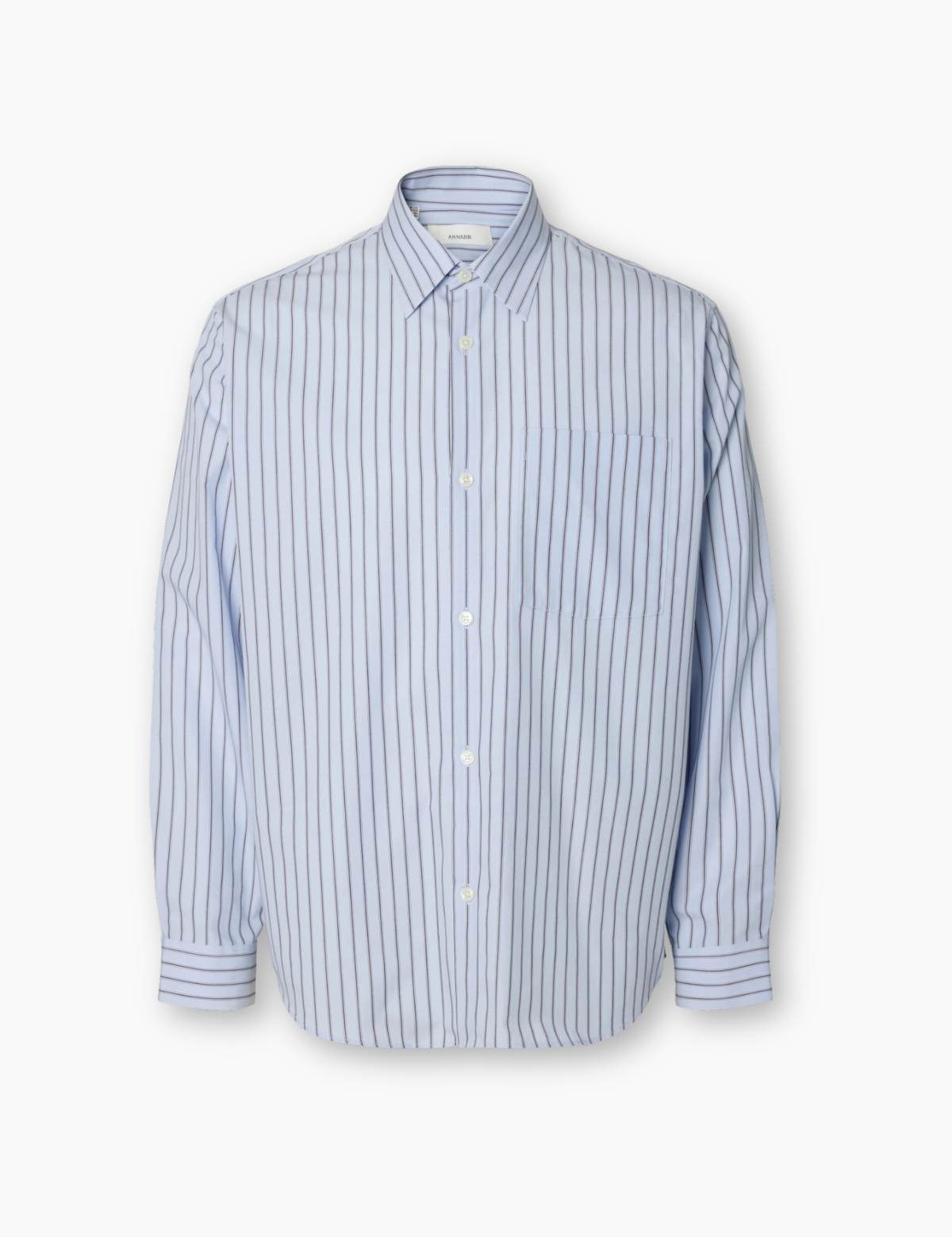 Aslund Striped Poplin Shirt - LIght Blue Navy / White