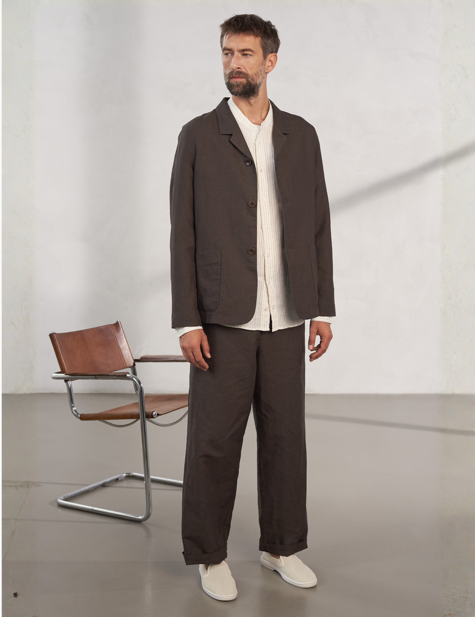 Carlo Linen Trousers - Coffee