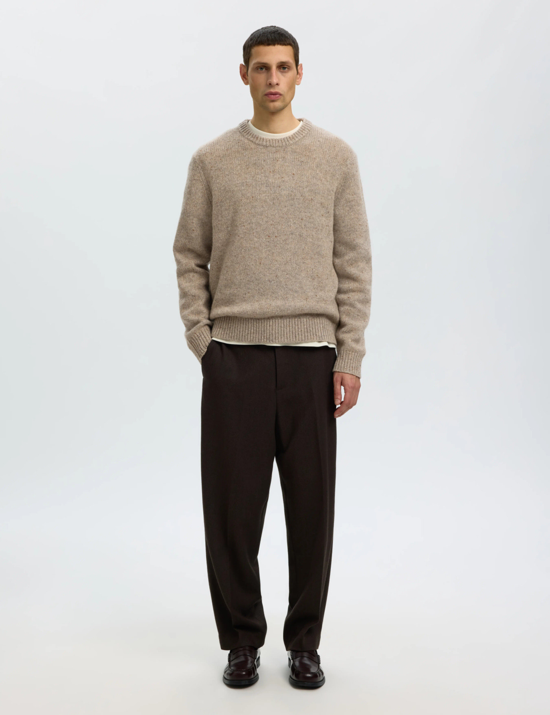 Cody Knit Relaxed Crew Neck - Oatmeal Neps