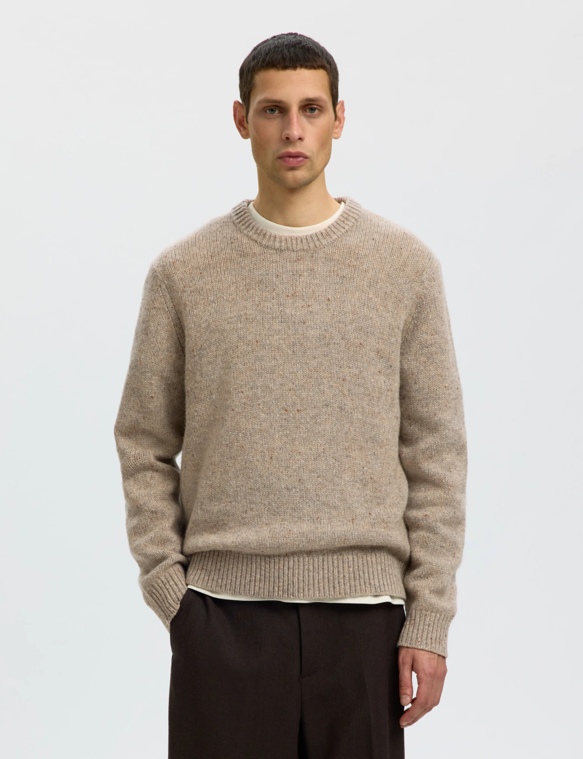Cody Knit Relaxed Crew Neck - Oatmeal Neps