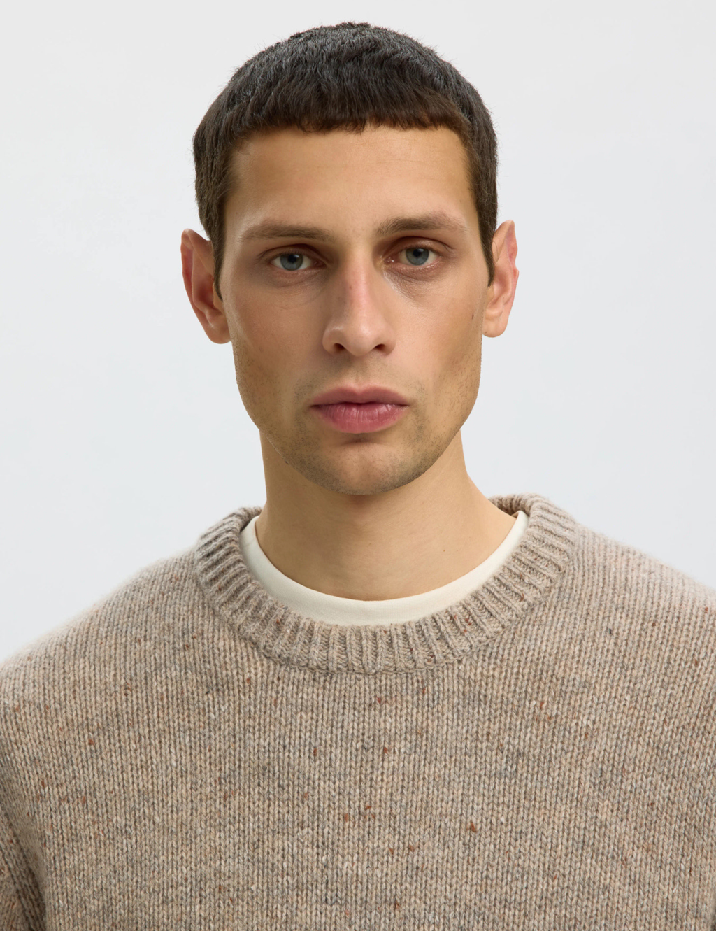 Cody Knit Relaxed Crew Neck - Oatmeal Neps
