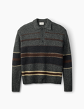 Dawn Stripe Knit Polo - Grey Melange