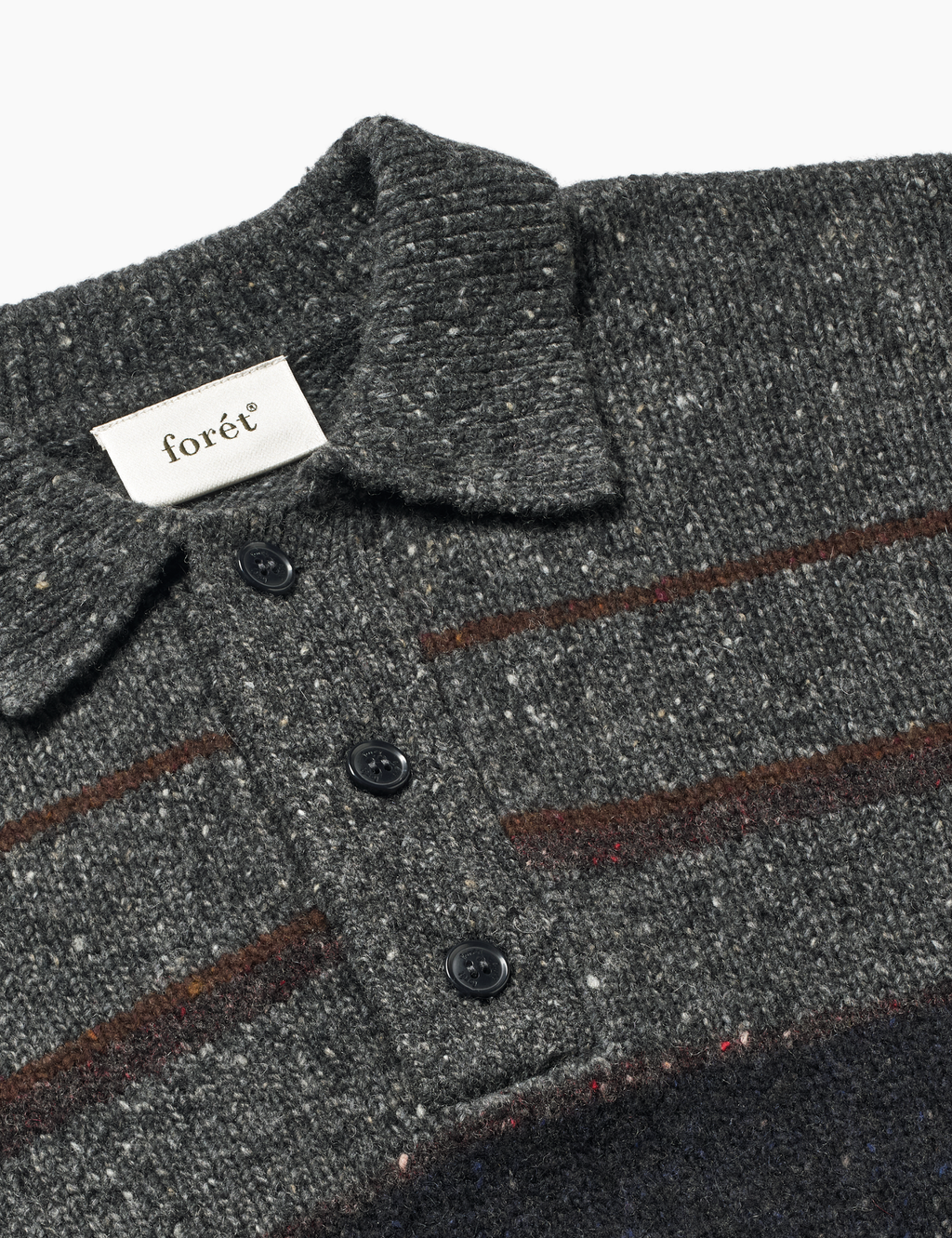 Dawn Stripe Knit Polo - Grey Melange
