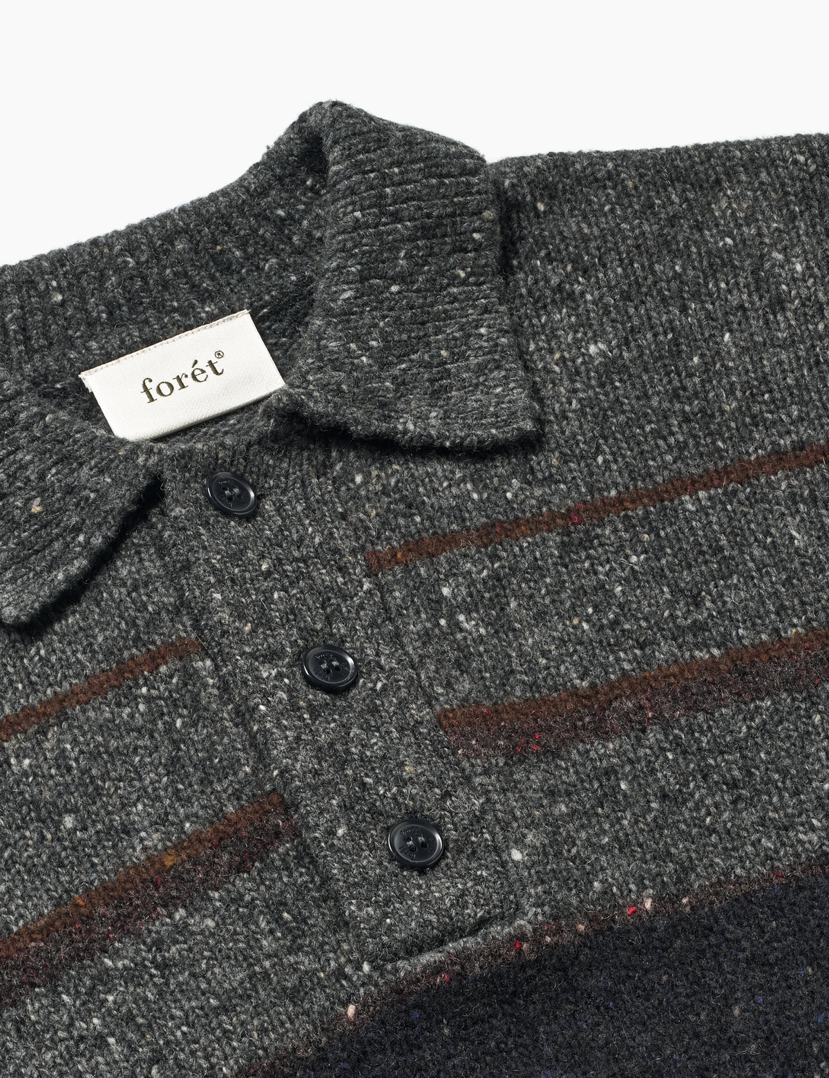 Dawn Stripe Knit Polo - Grey Melange