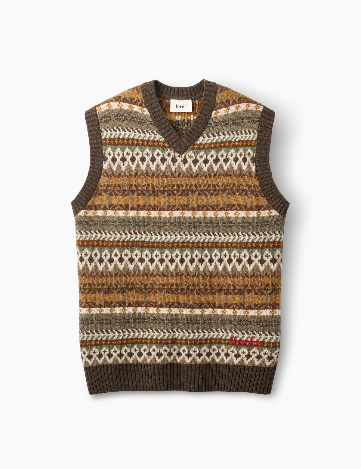 Fairisle Lambswool Vest - Thyme