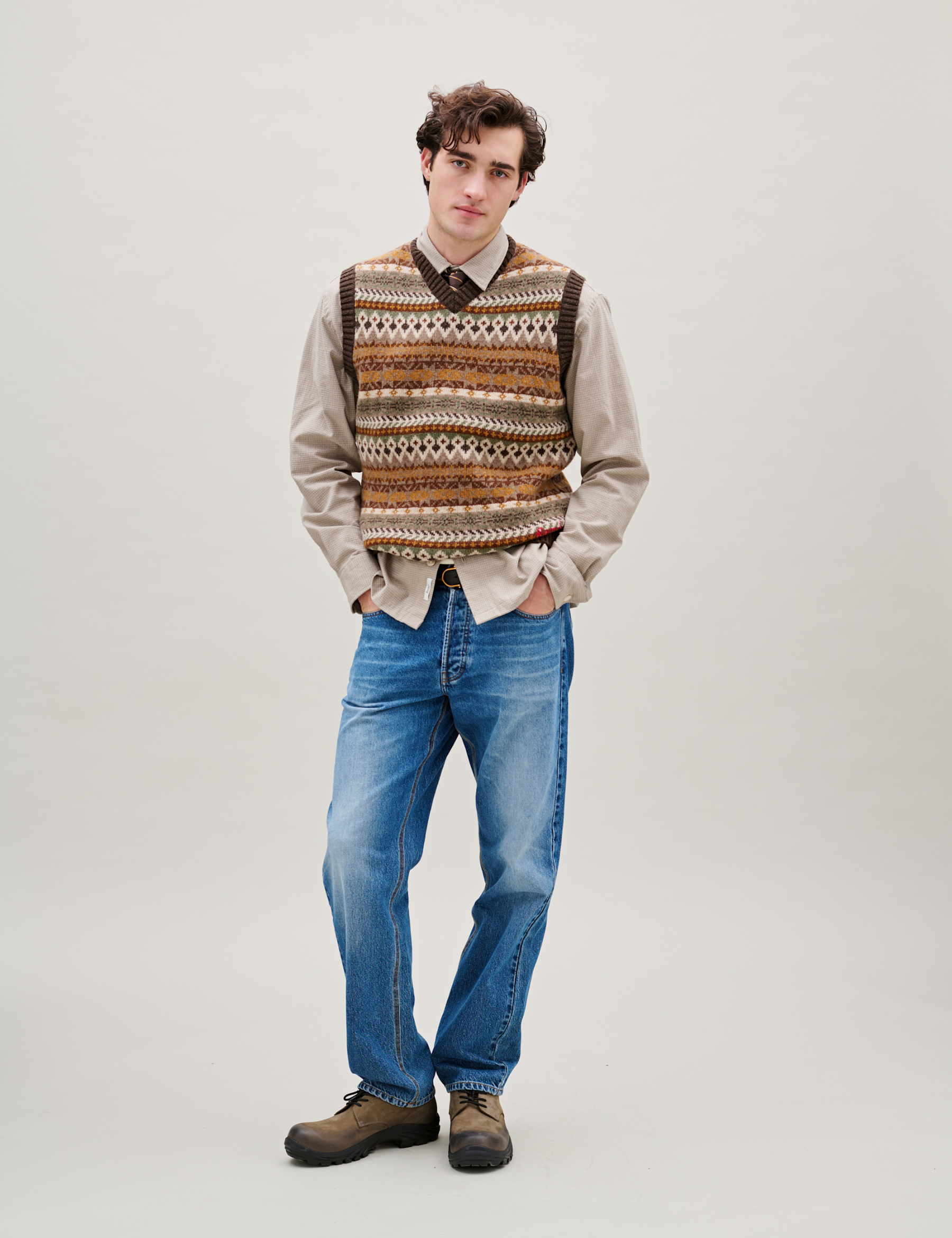 Fairisle Lambswool Vest - Thyme