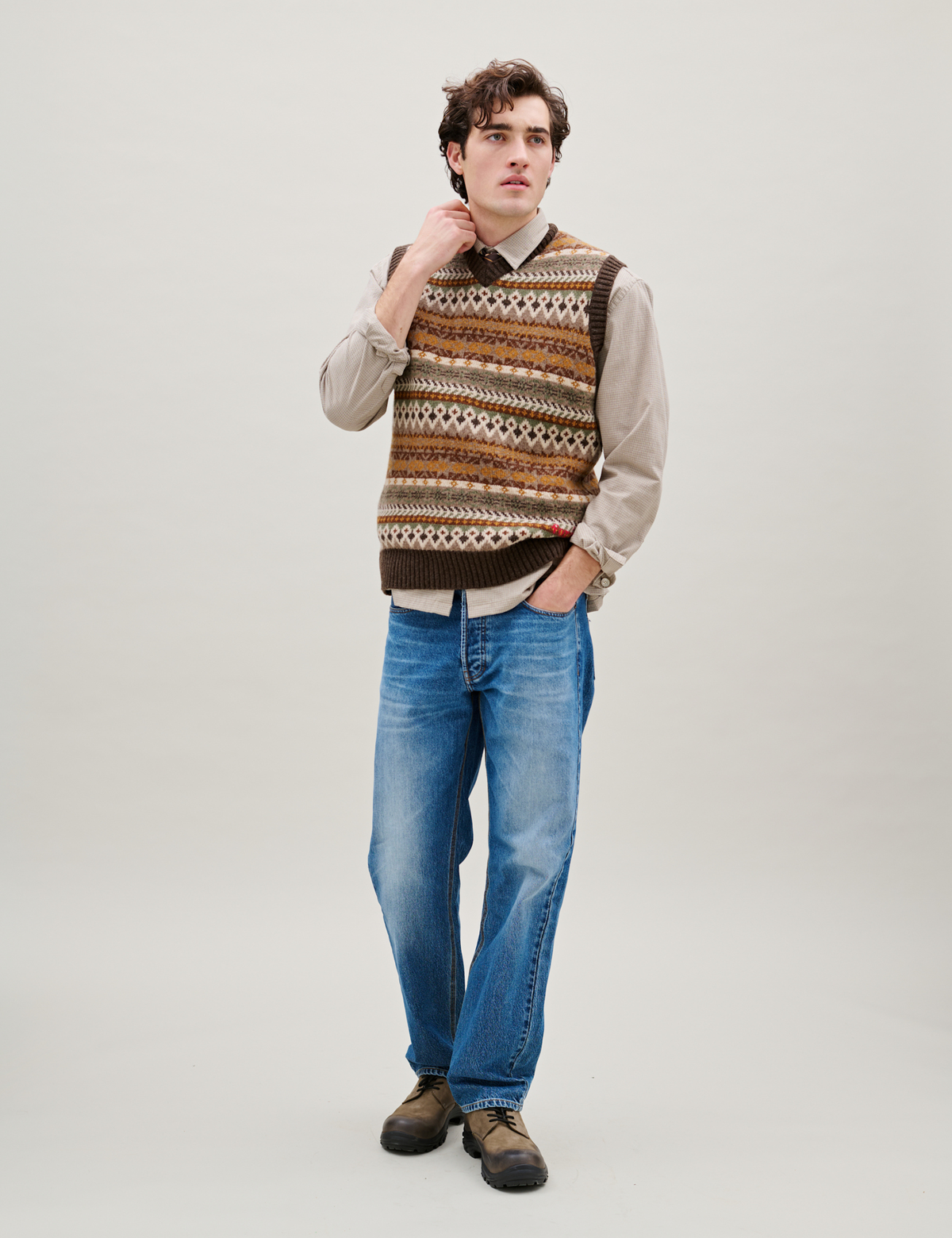 Fairisle Lambswool Vest - Thyme
