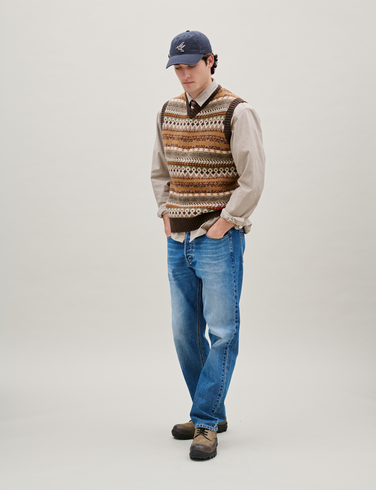 Fairisle Lambswool Vest - Thyme