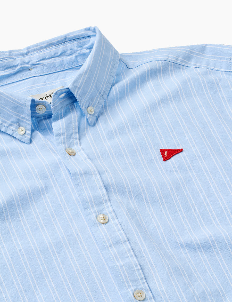 Flag Regular Fit Oxford Shirt - Light Blue Stripe
