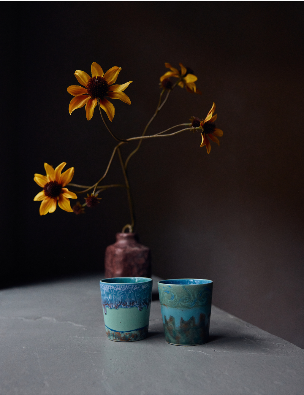 70s Ceramics: Van Gogh Coffee Mugs - Self Portrait, Set of 2