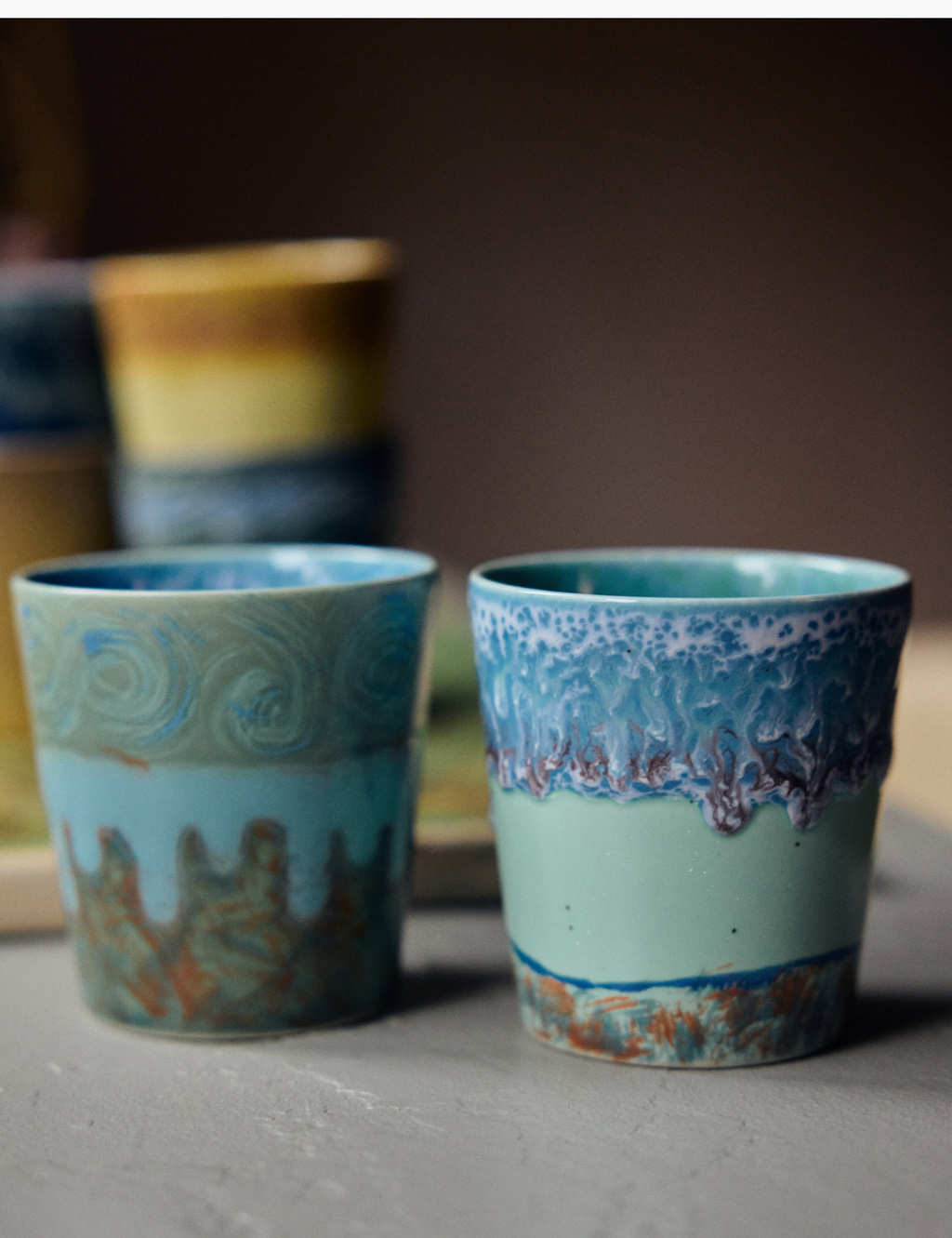70s Ceramics: Van Gogh Coffee Mugs - Self Portrait, Set of 2