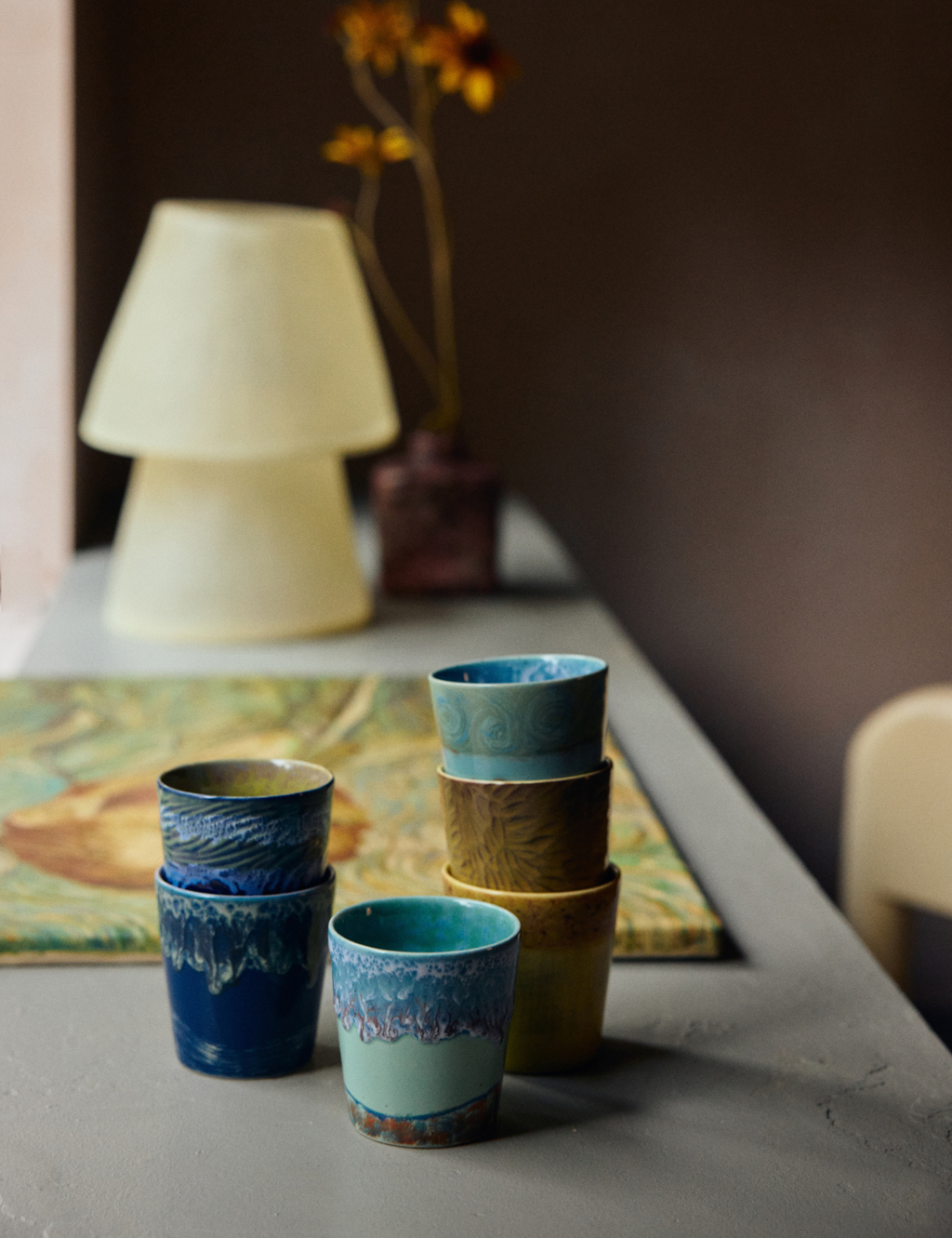 70s Ceramics: Van Gogh Coffee Mugs - Self Portrait, Set of 2
