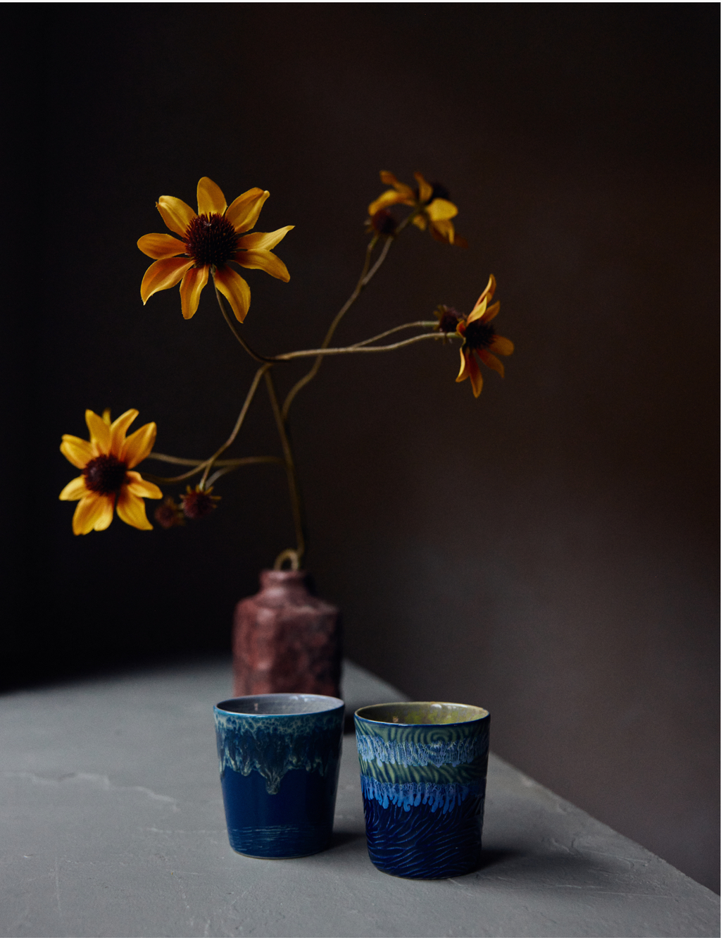 70s Ceramics: Van Gogh Coffee Mugs - Starry Night, Set of 2