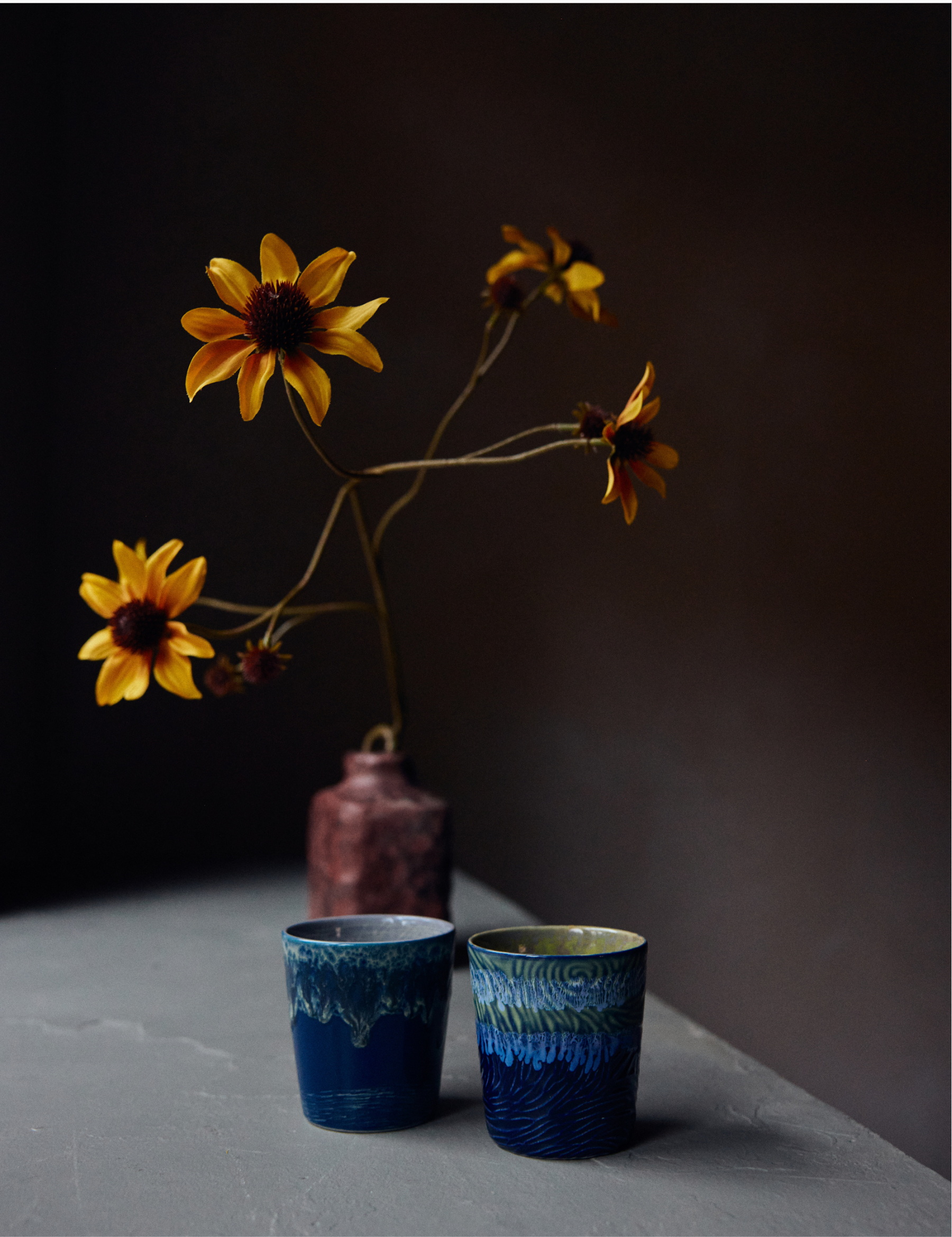 70s Ceramics: Van Gogh Coffee Mugs - Starry Night, Set of 2