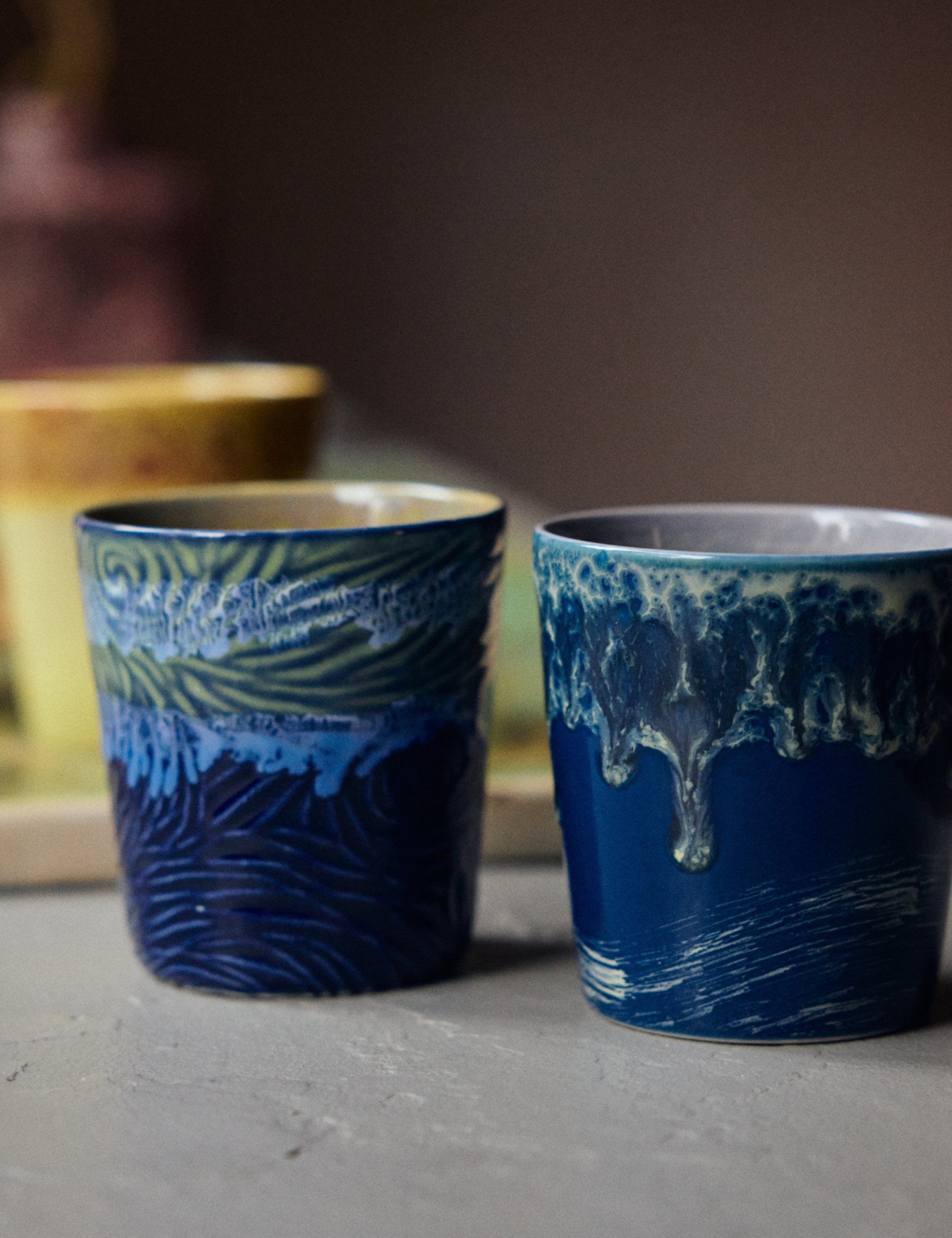 70s Ceramics: Van Gogh Coffee Mugs - Starry Night, Set of 2
