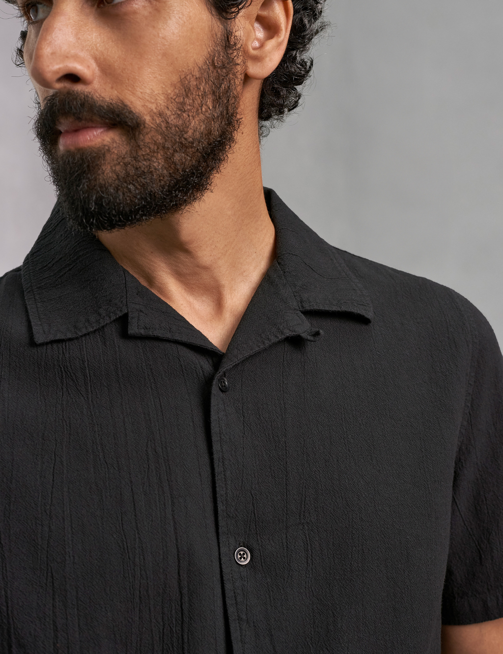 Kuno Eco Crincle Shirt - Black