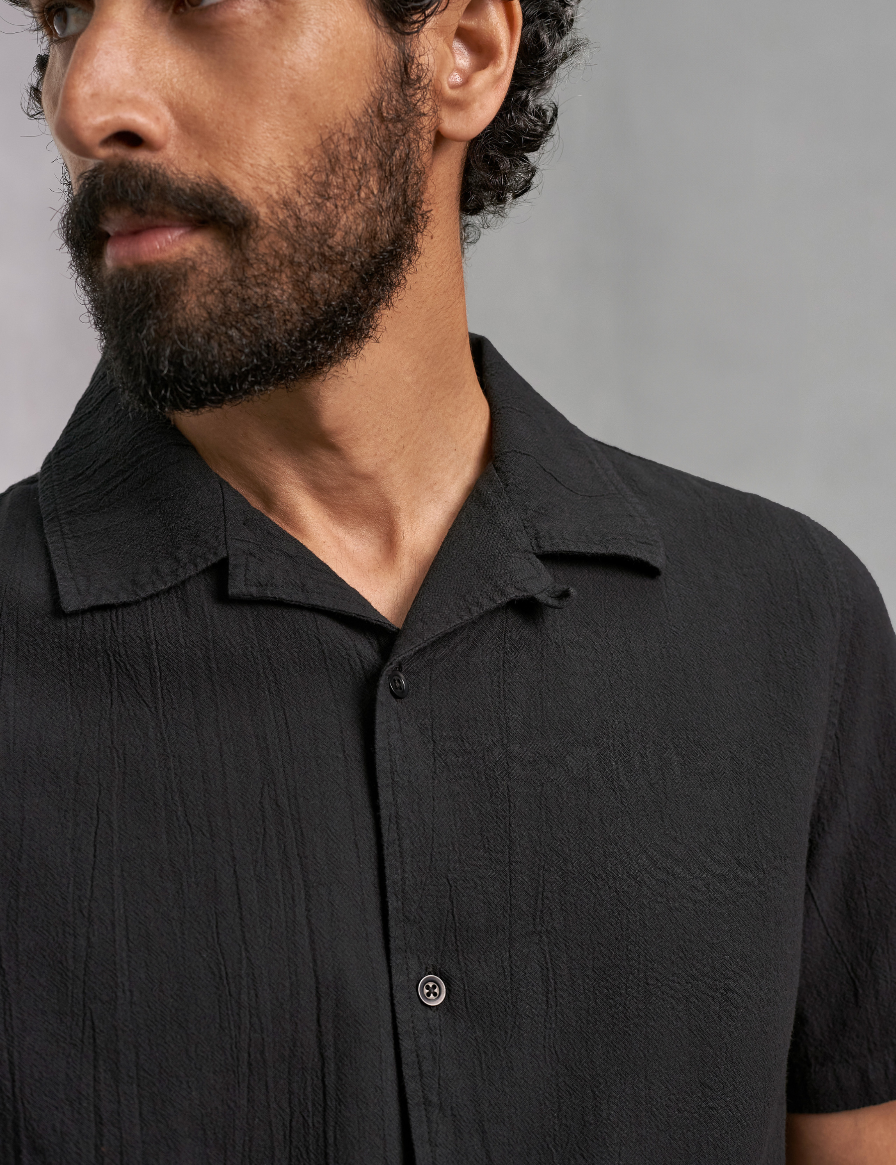 Kuno Eco Crincle Shirt - Black