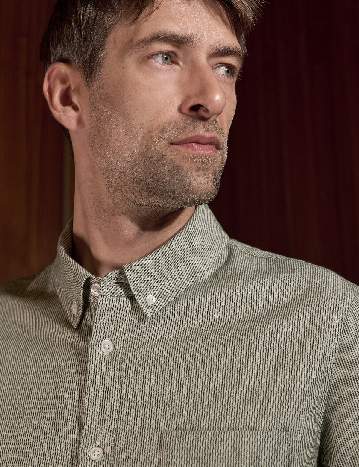 Ken Eco Brushed Shirt - Striped Green