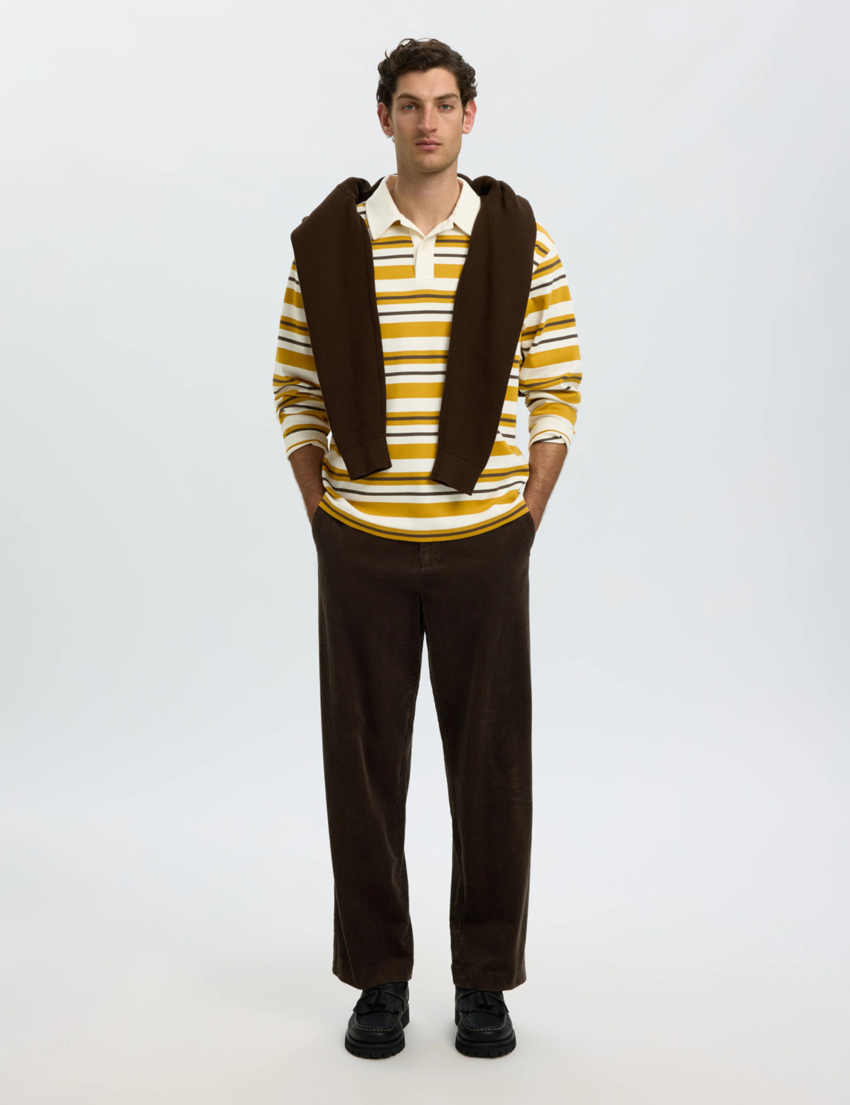 Relaxed Jack Stripe Polo - Egret Chai Tea / Turkish Coffee