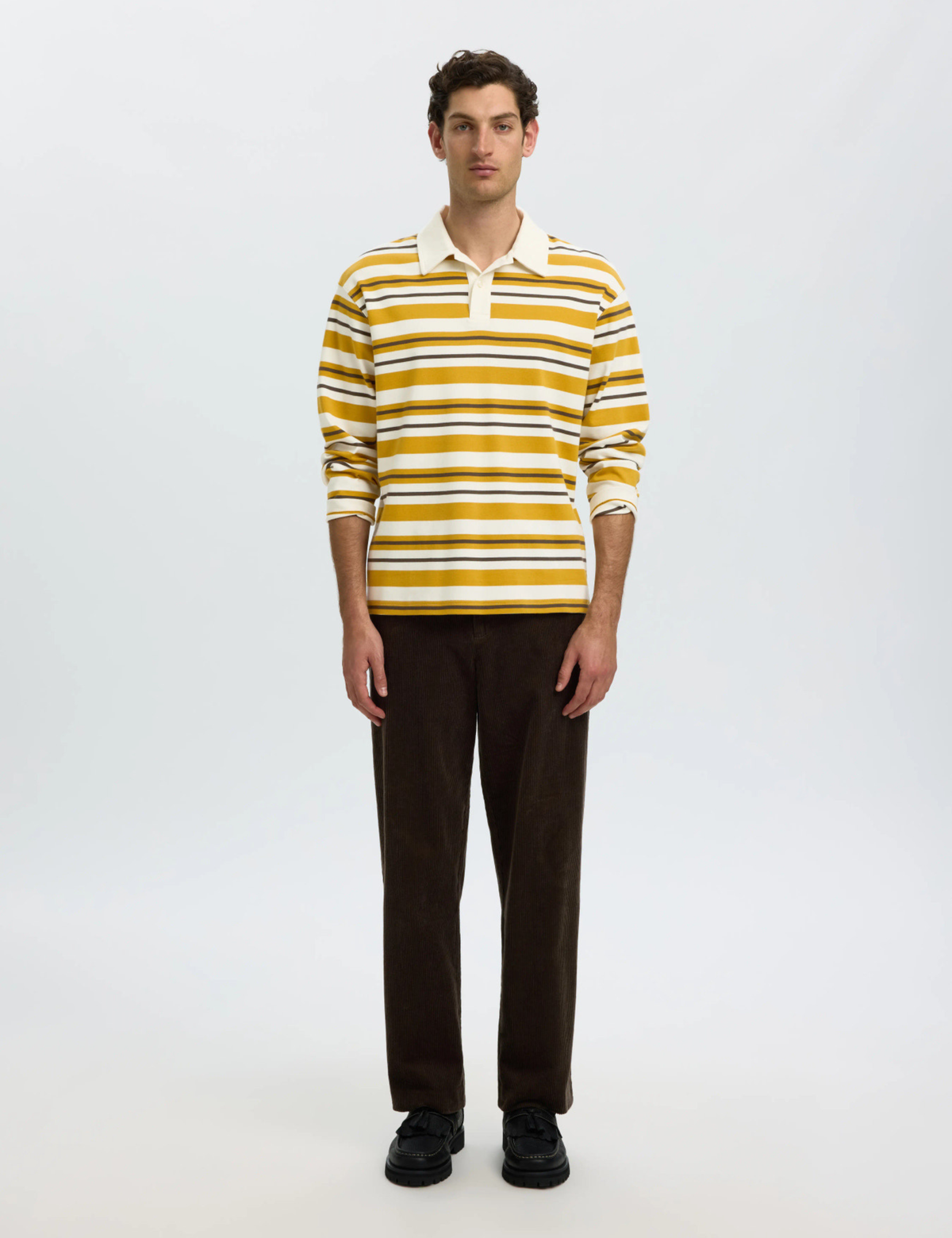 Relaxed Jack Stripe Polo - Egret Chai Tea / Turkish Coffee