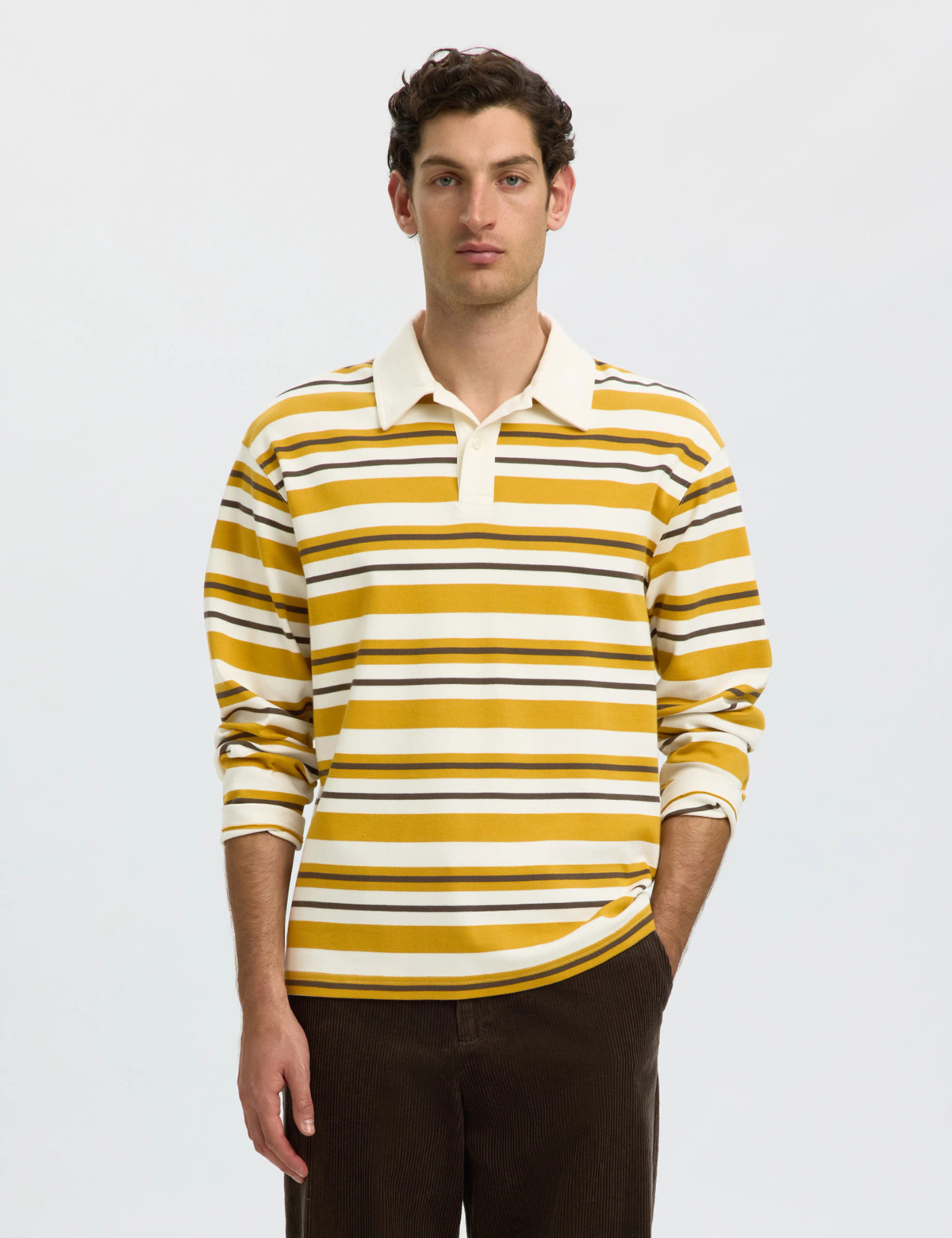 Relaxed Jack Stripe Polo - Egret Chai Tea / Turkish Coffee