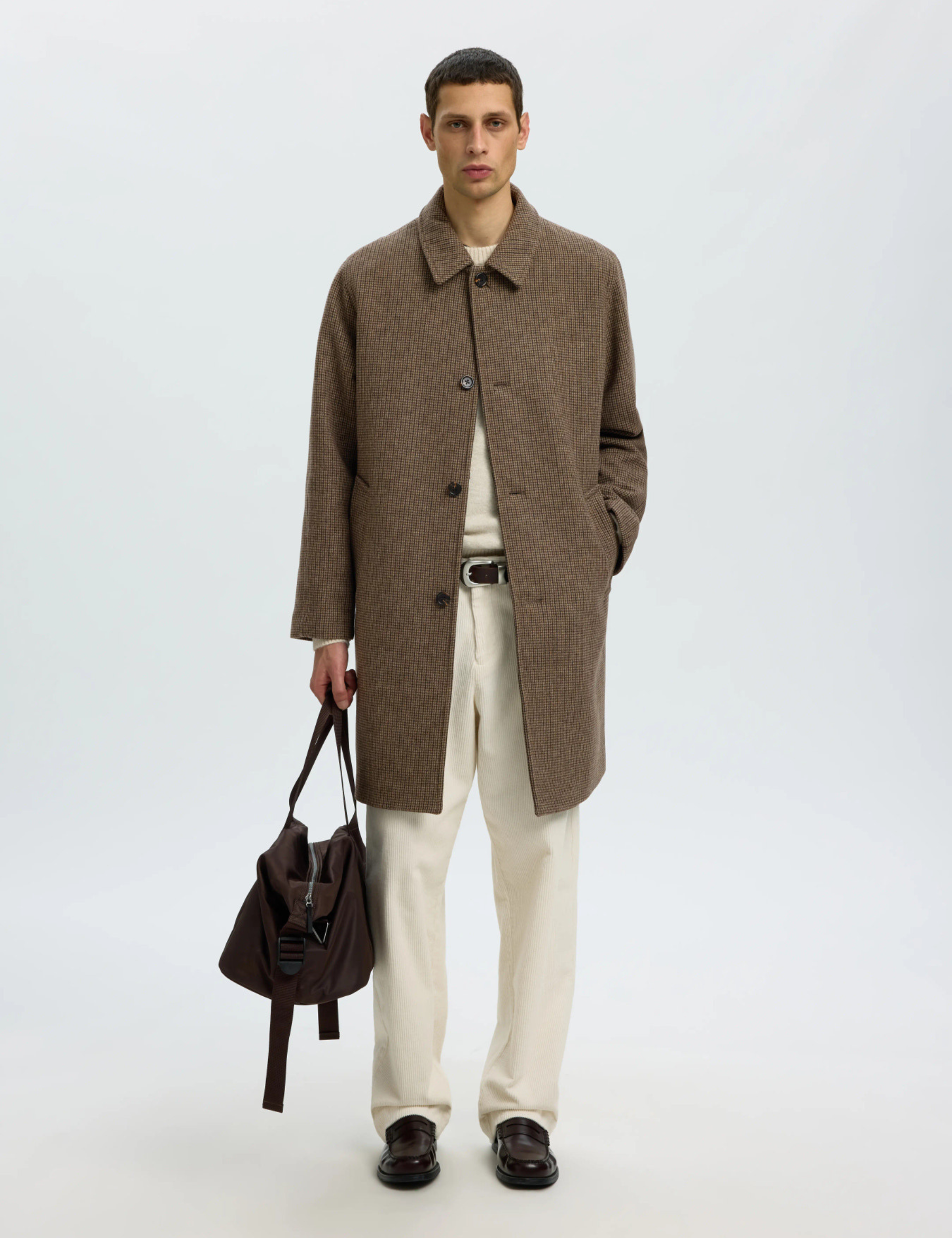Ronnie Wool Blend  Car Coat - Morel Black / Olive