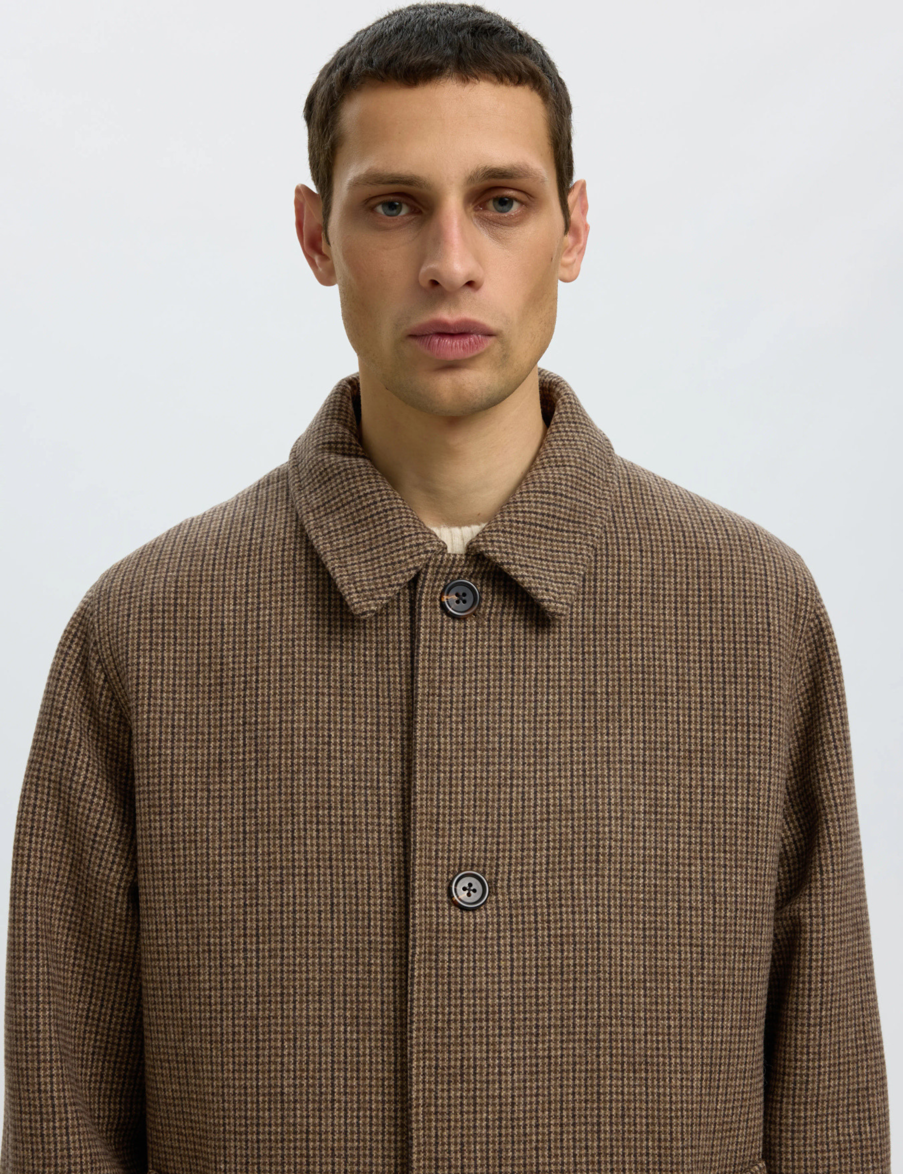 Ronnie Wool Blend  Car Coat - Morel Black / Olive
