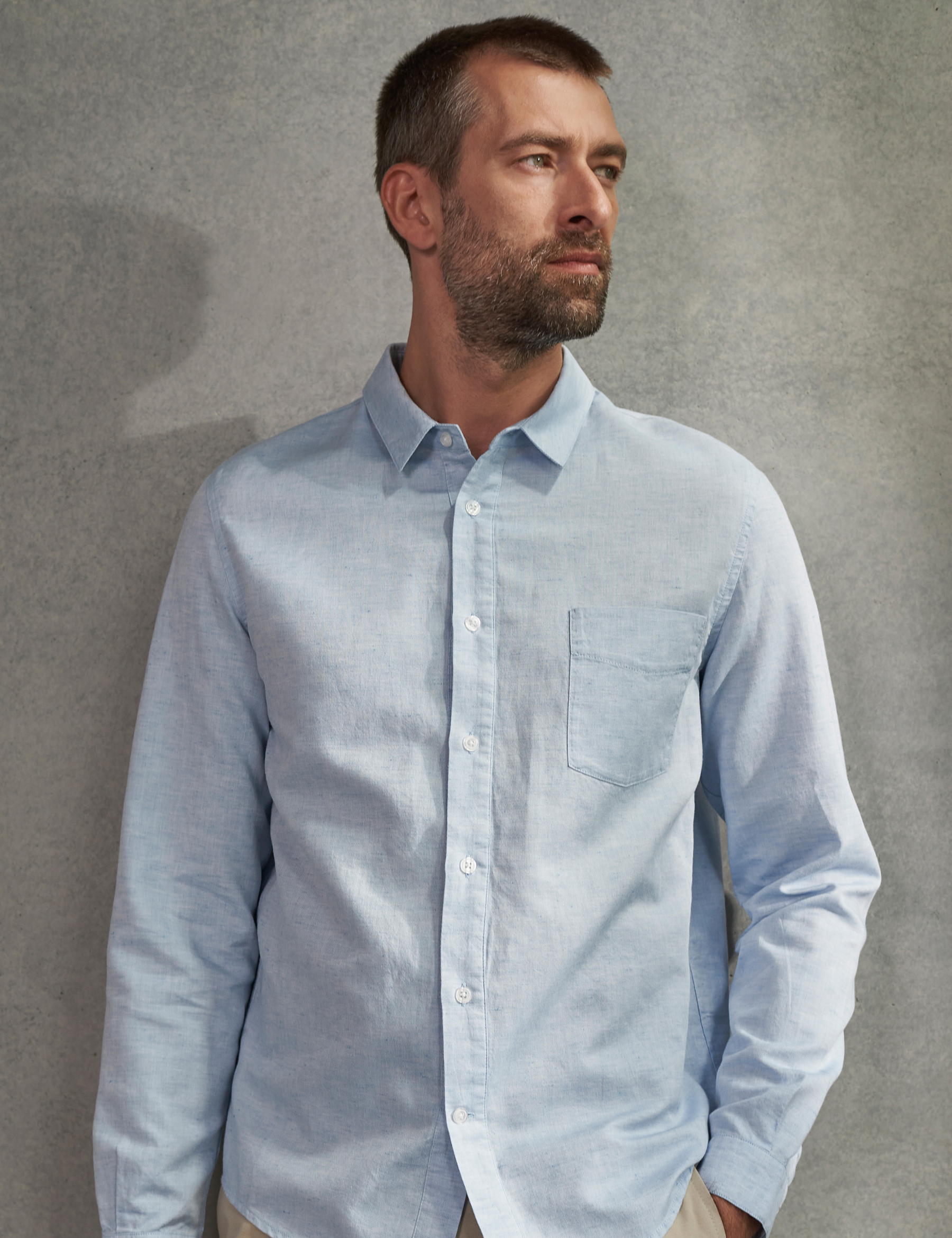 Simon Linen Shirt - Riviera Blue