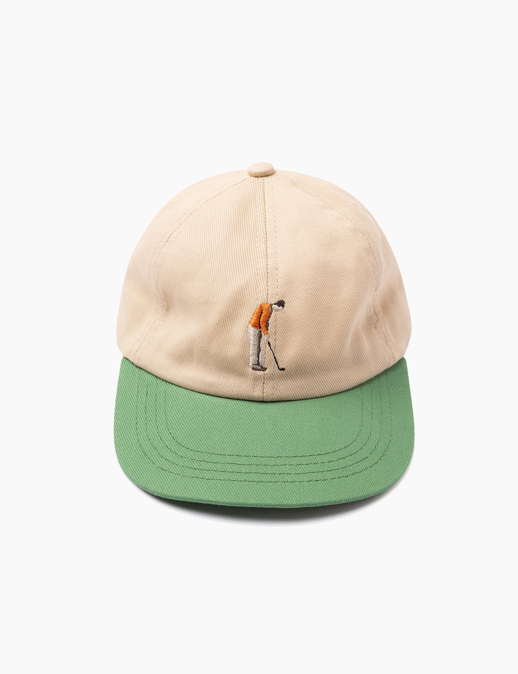 Leuchars Cap - Stone / Green Golf Embroidery