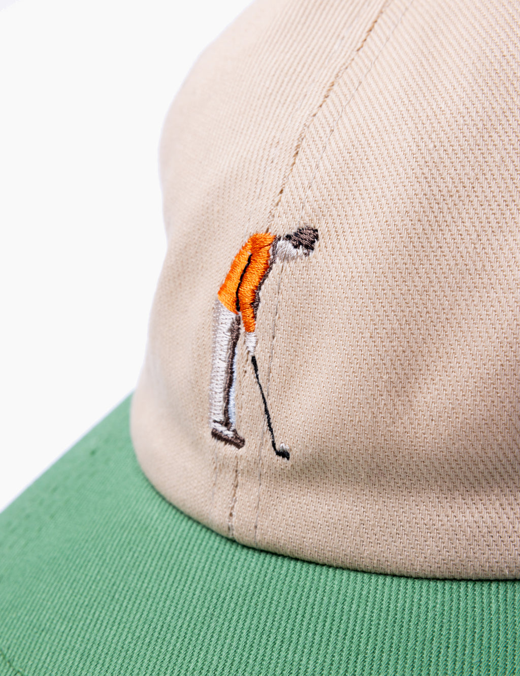 Leuchars Cap - Stone / Green Golf Embroidery