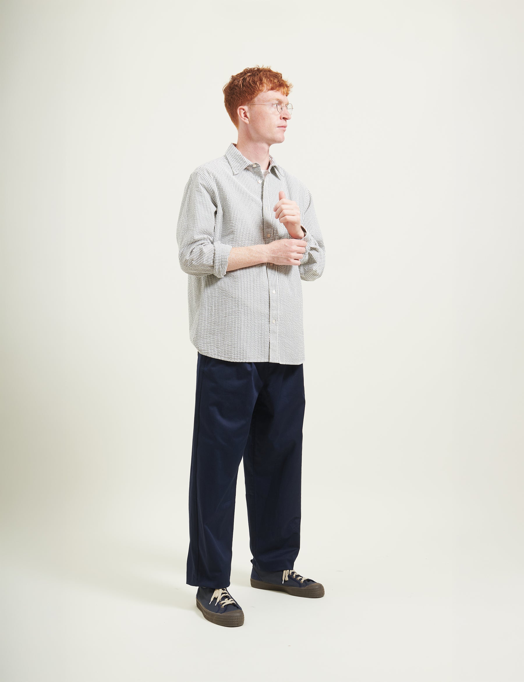 Maple Regular Fit Seersucker Shirt - Light Blue/Stripe