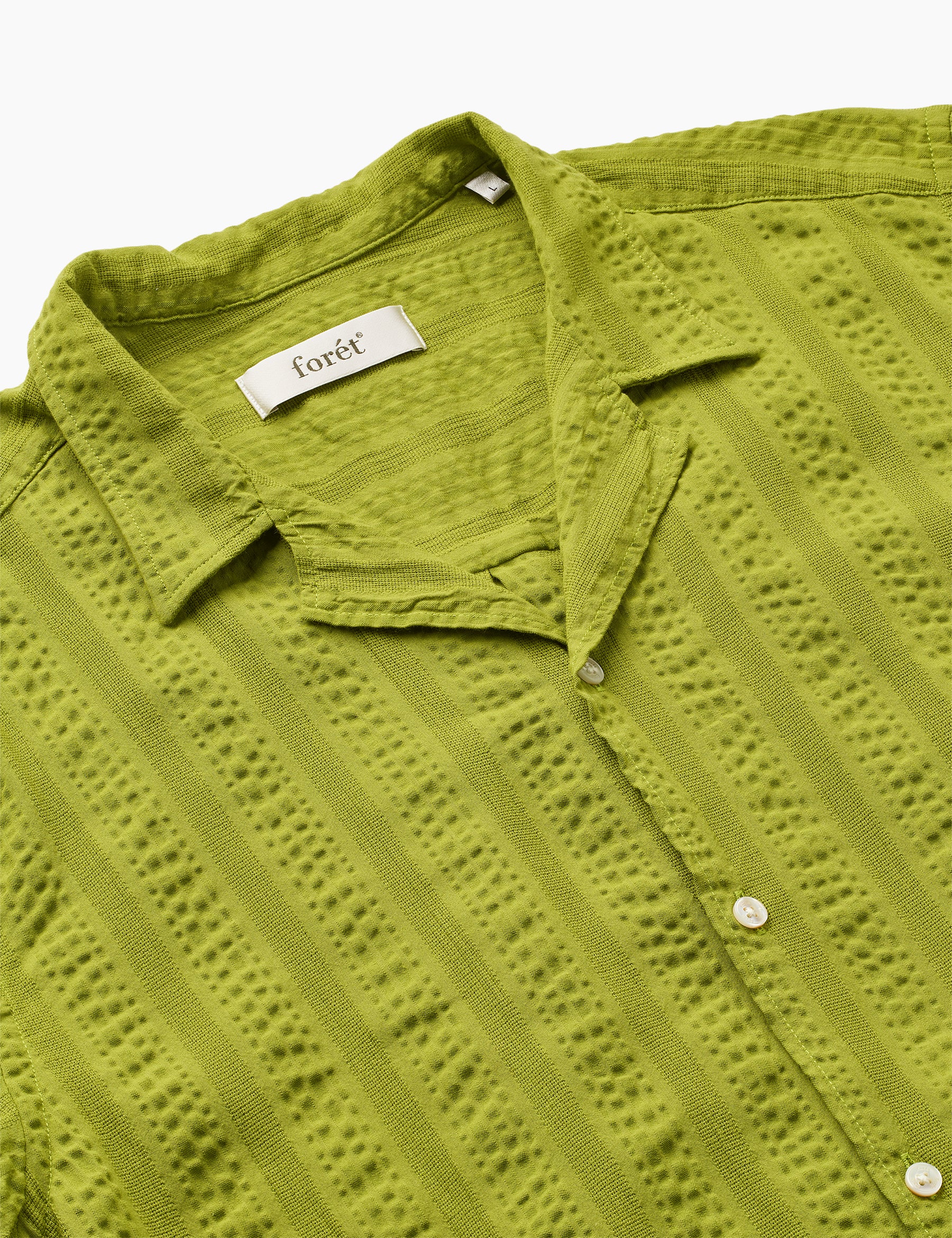 Peer Jacquard Stripe Regular Fit SS Shirt - Moss