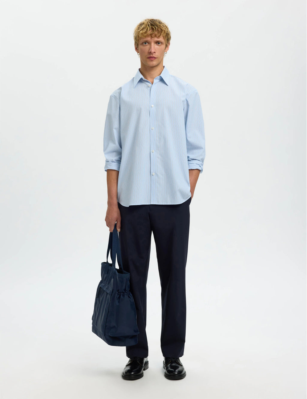 Relaxed Ben Stripe LS Shirt - Della Robbia Blue