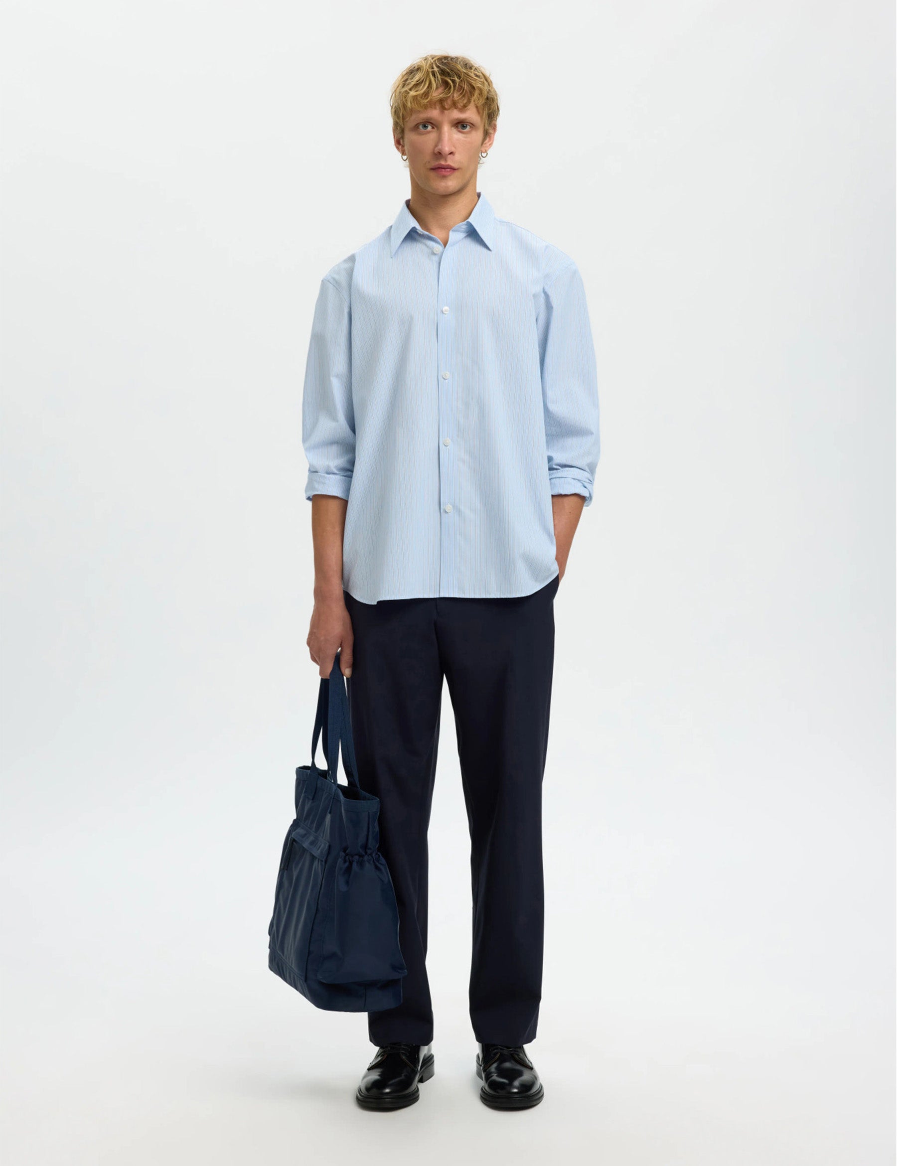 Relaxed Ben Stripe LS Shirt - Della Robbia Blue