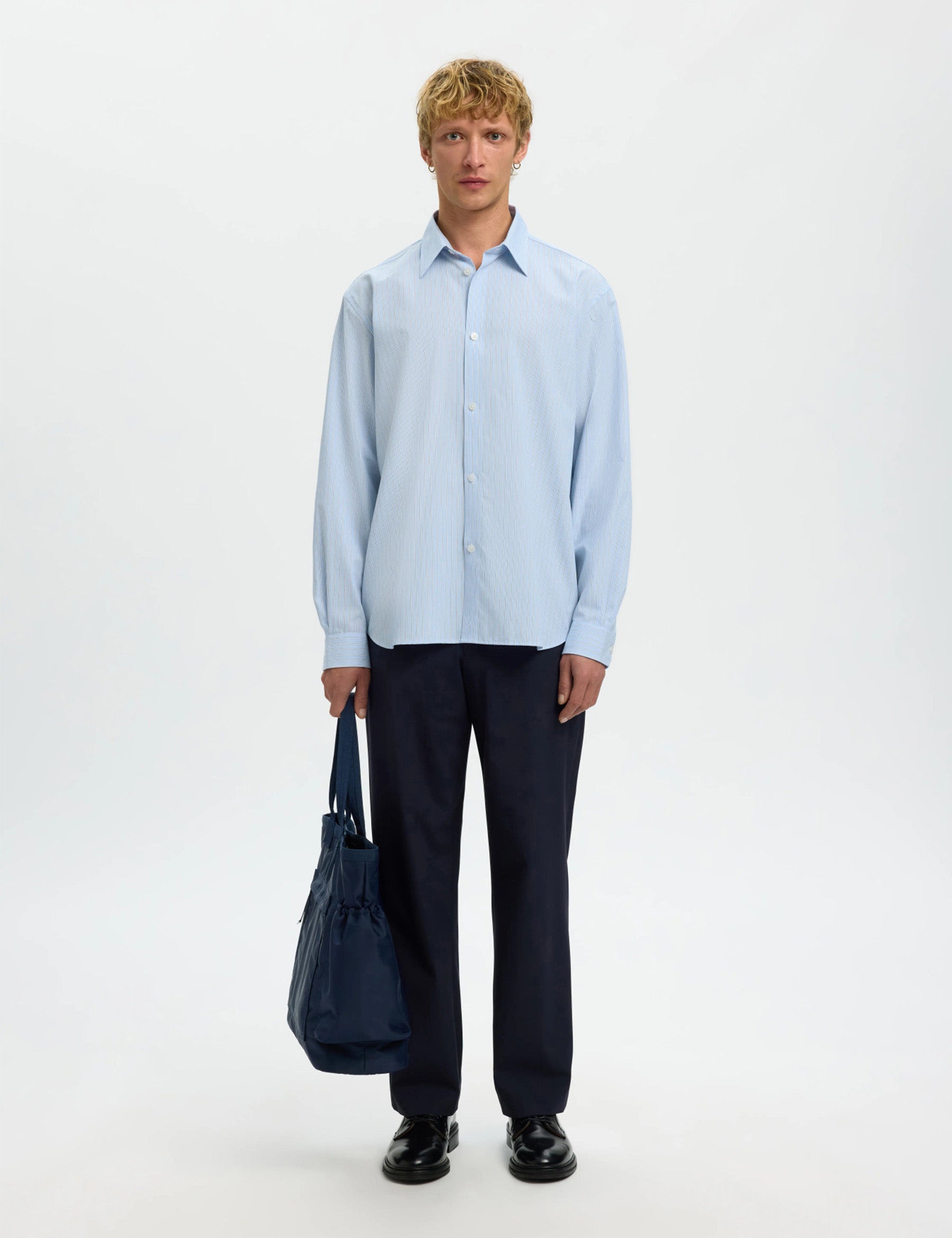 Relaxed Ben Stripe LS Shirt - Della Robbia Blue