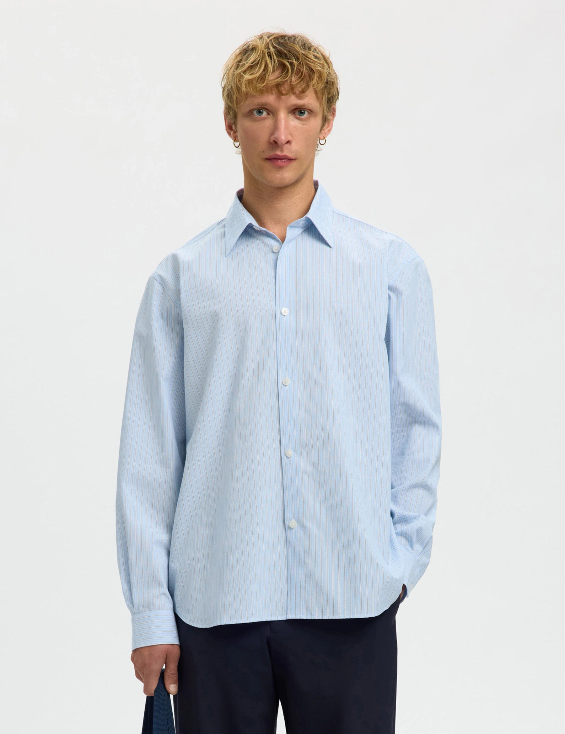 Relaxed Ben Stripe LS Shirt - Della Robbia Blue