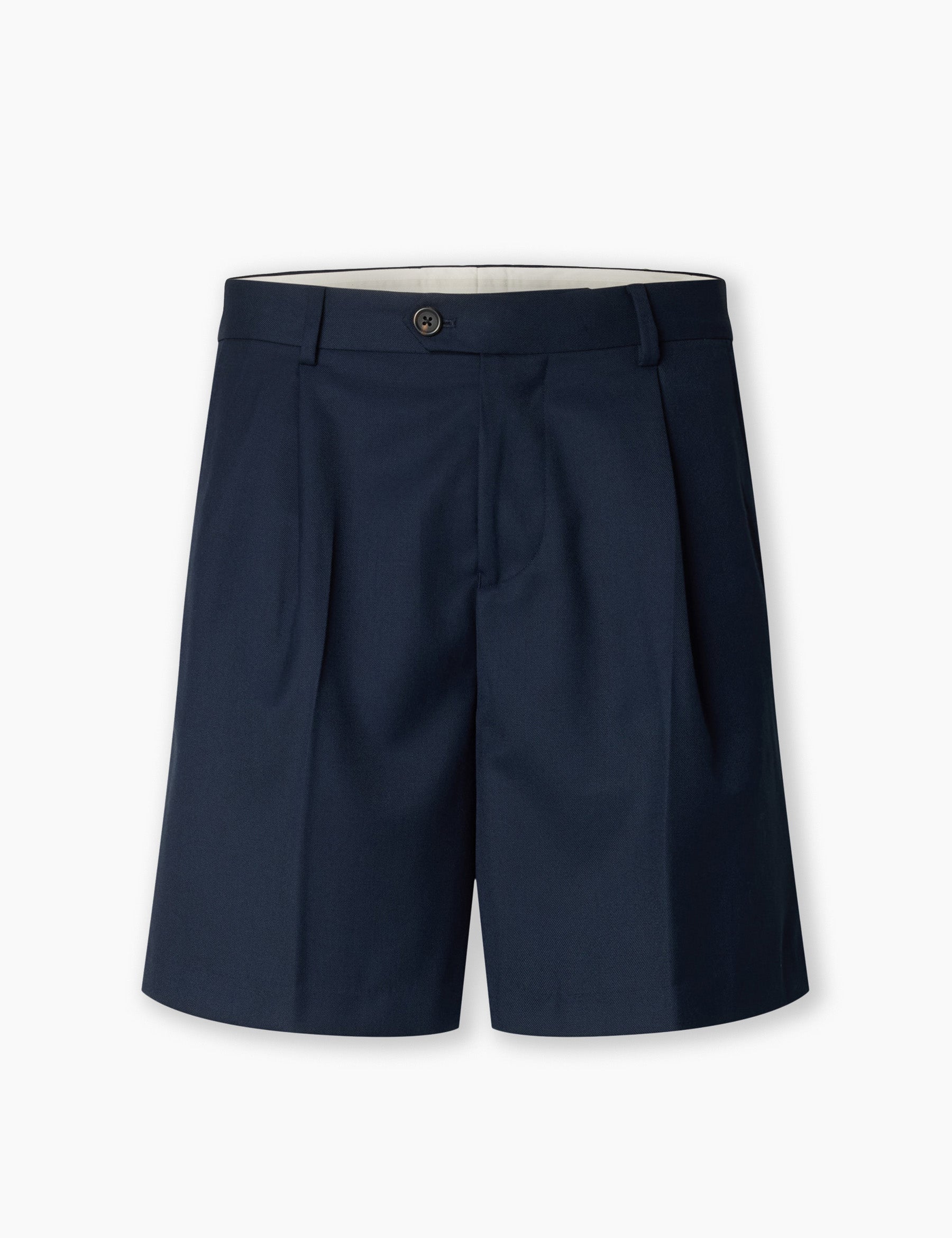 Loose Otto Leo Wool Blend Shorts - Sky Captain