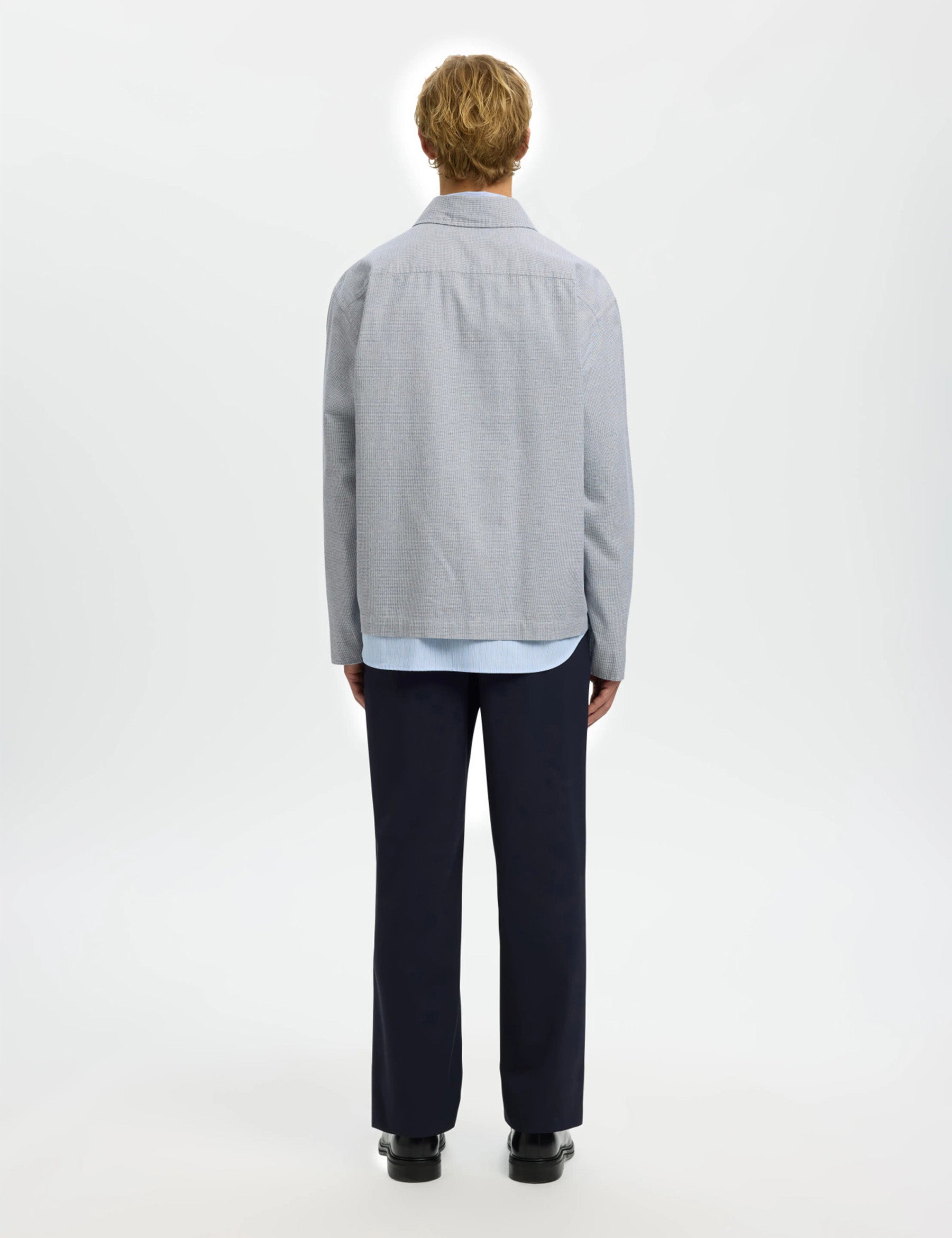 Relaxed David Mix Zip Overshirt - Blue Mirage