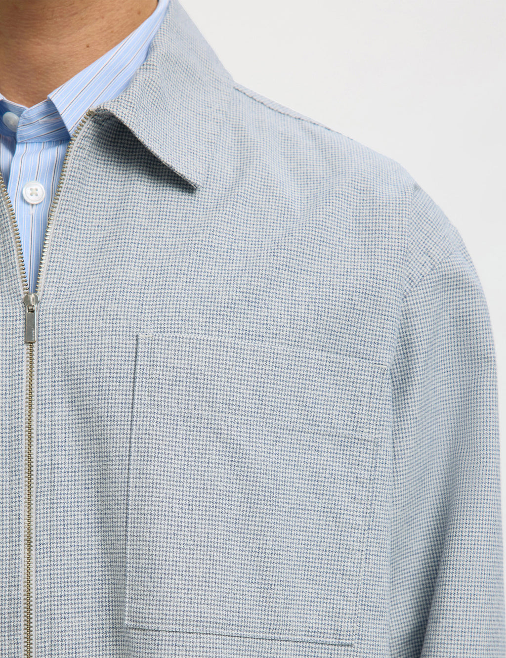 Relaxed David Mix Zip Overshirt - Blue Mirage