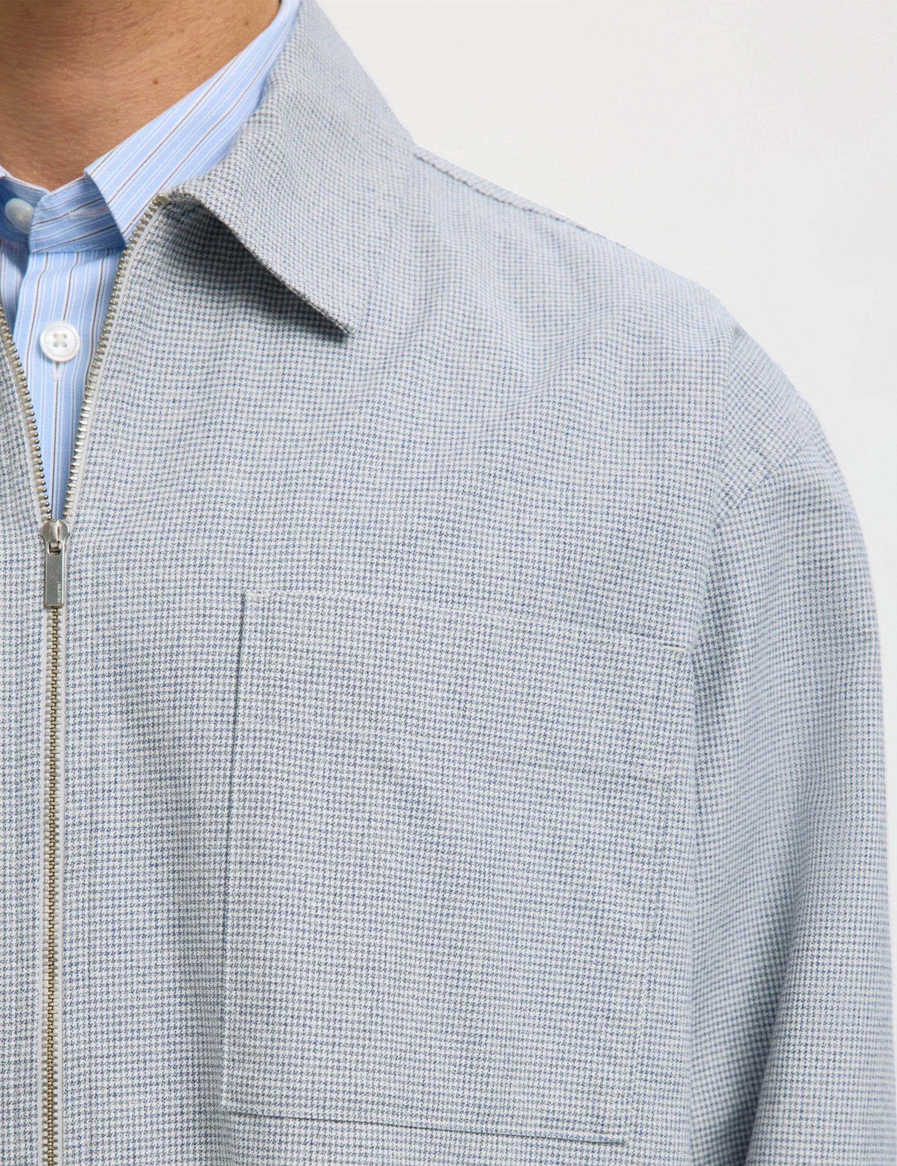 Relaxed David Mix Zip Overshirt - Blue Mirage