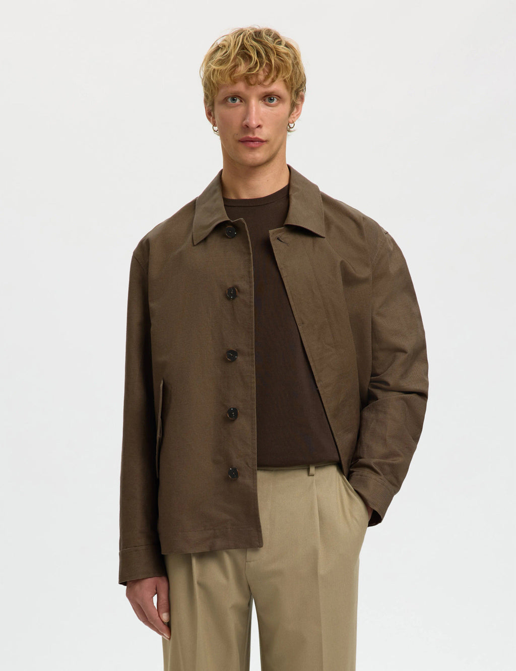 Lewis Linen Blend Jacket - Chocolate Chip