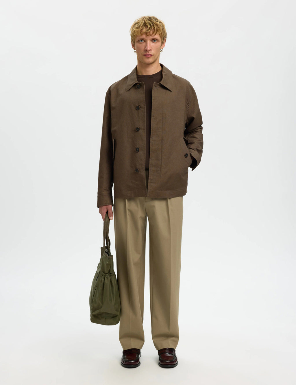 Lewis Linen Blend Jacket - Chocolate Chip
