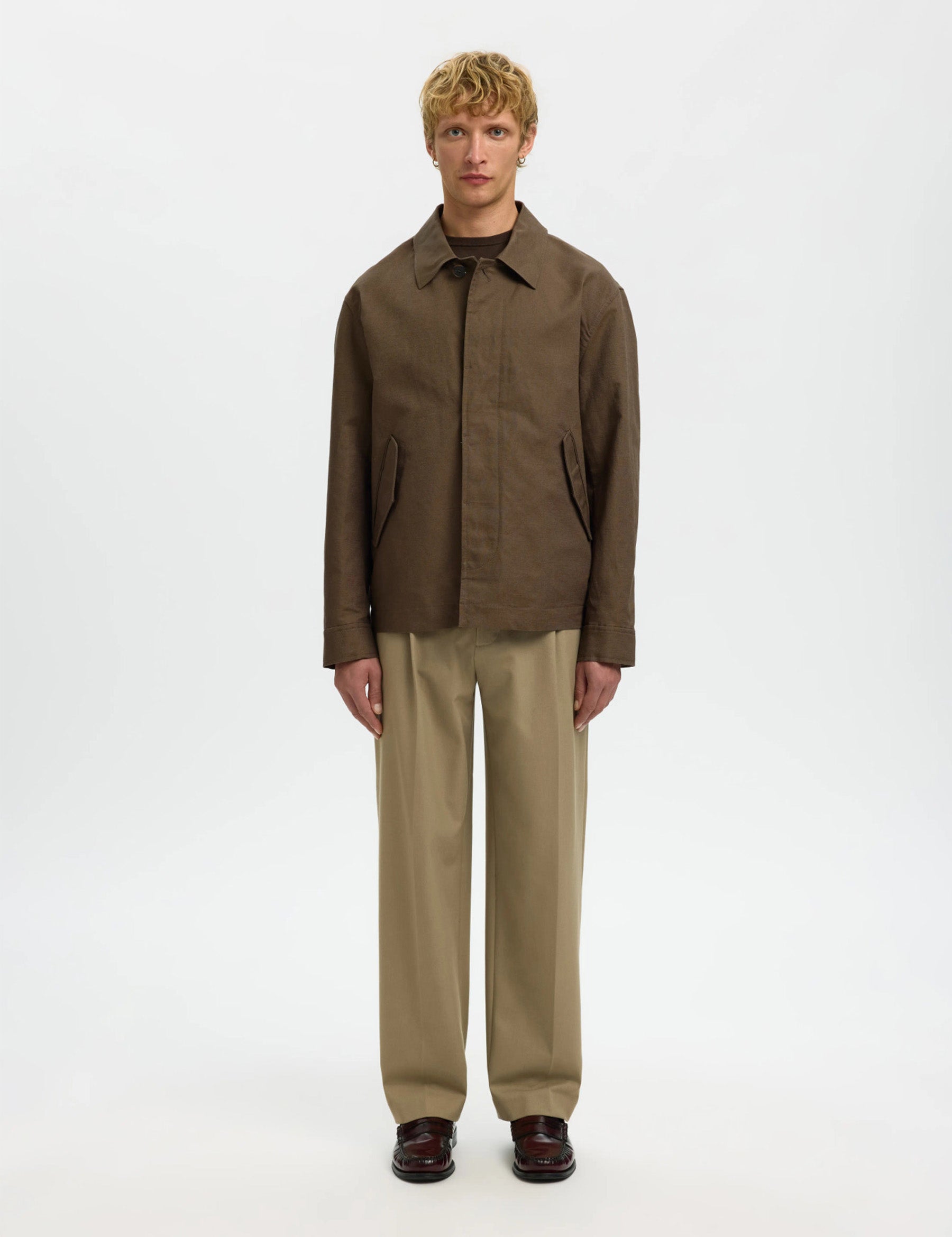 Lewis Linen Blend Jacket - Chocolate Chip