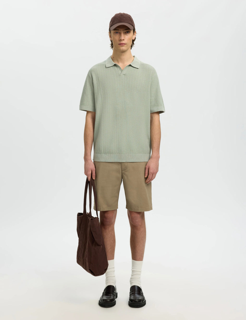 Mattis Linen Blend Polo Shirt - Aqua Gray